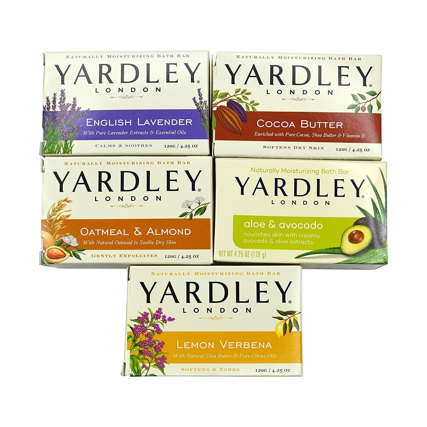Yardley London Soap Bath Bar Bundle - 10 Bars: English Lavender, Oatmeal And Almond, Aloe And Avocado, Cocoa Butter, Lemon Verbe
