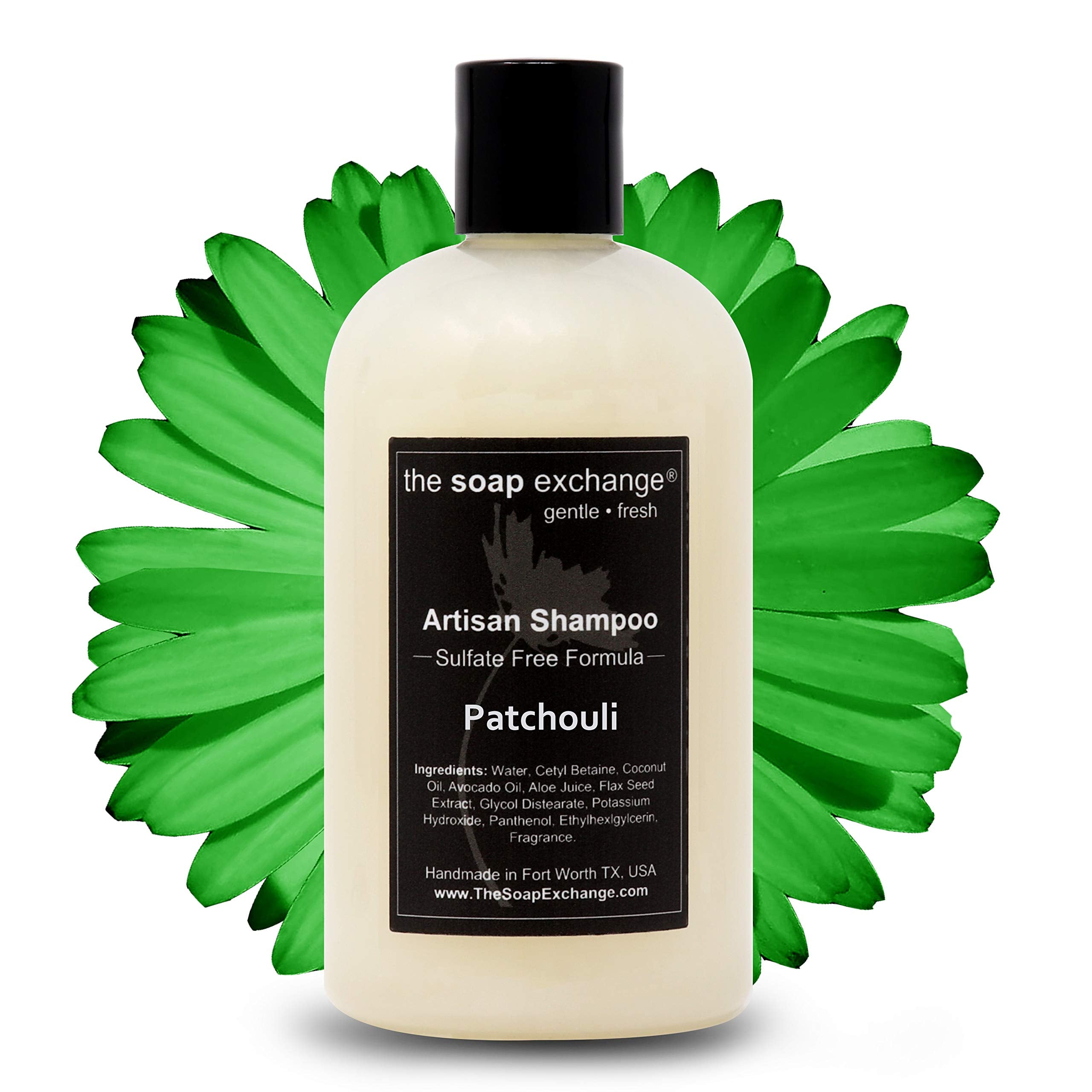 The Soap Exchange Hair Shampoo - Patchouli Scent - Hand Crafted 12 fl oz / 354 ml Natural Artisan Hair Care, Gentle, Sulfate & P