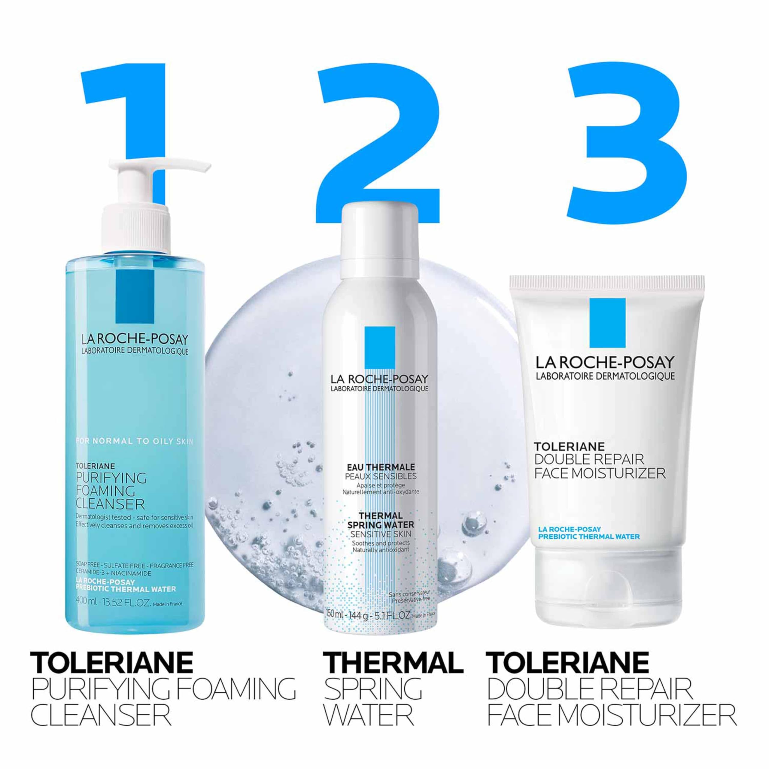 La Roche-Posay Toleriane Purifying Foaming Facial Cleanser | Niacinamide + Ceramides + Prebiotic Thermal Water | Oil Free Face W