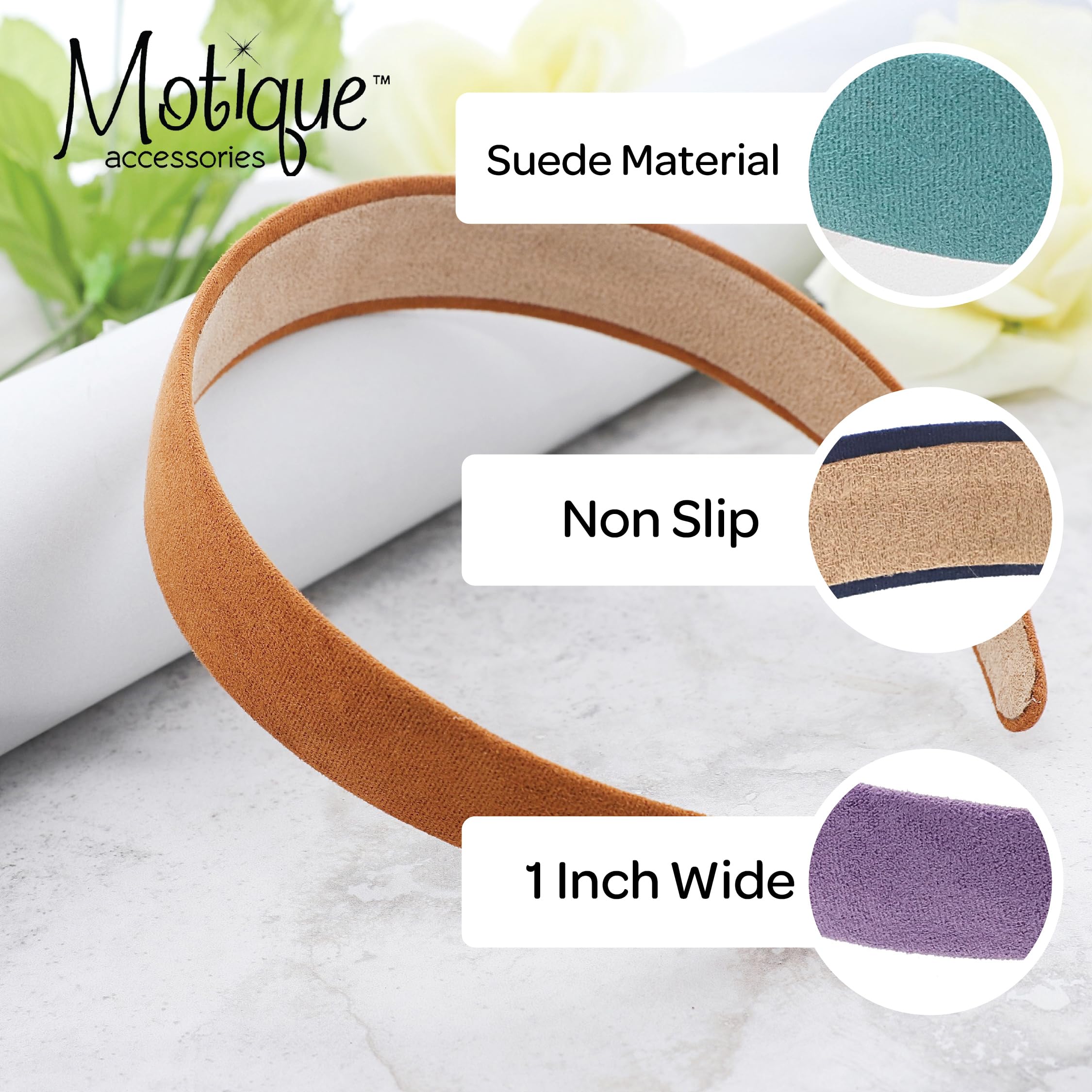 1 Inch Wide Suede Like Headband Solid Hair band for Women and Girls - Navy