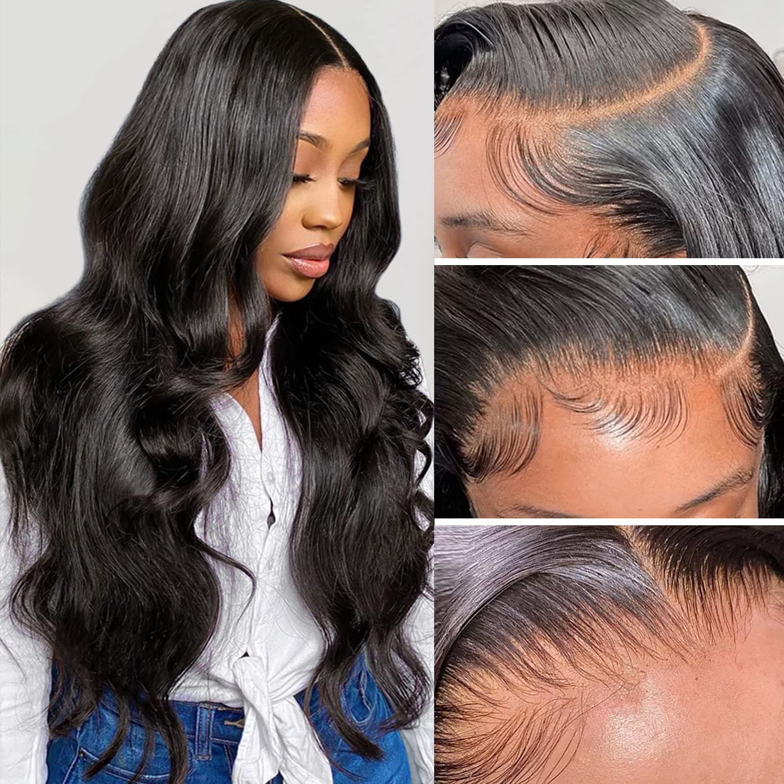 Aicrelery 13x6 Lace Front Wigs Human Hair Wigs for Women 13x6 HD Lace Frontal 180 Density Brazilian Virgin Glueless Wigs Human H