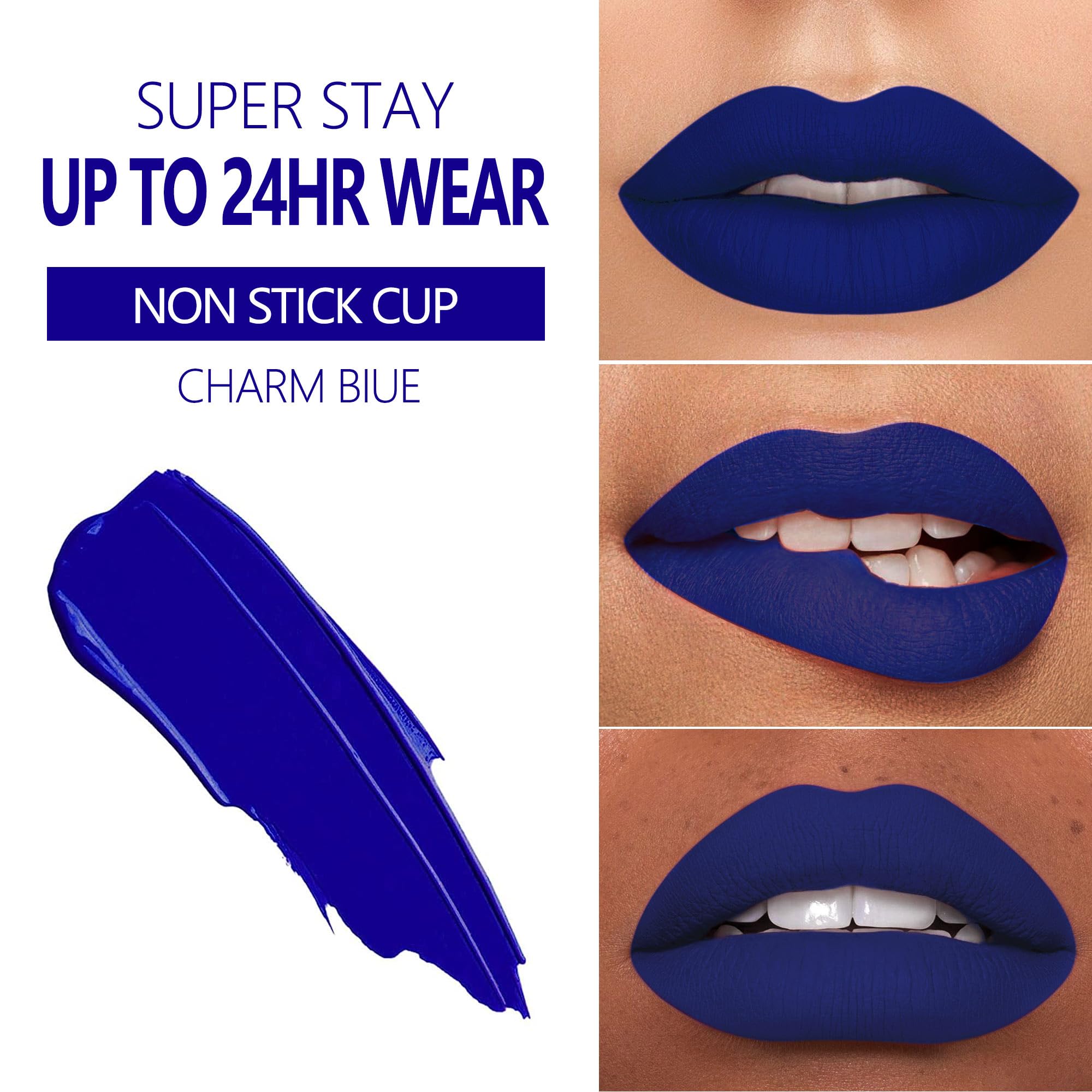 Maki Yika Dark Blue Lipstick For Women Color Stay Long Lasting Lipsticks, No Smudge Matte Liquid Lipstick Transferproof Cruelty-