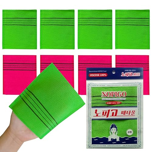 The Original Korean Exfoliating Mitt Body Scrub 8Pcs (Green4Red4)