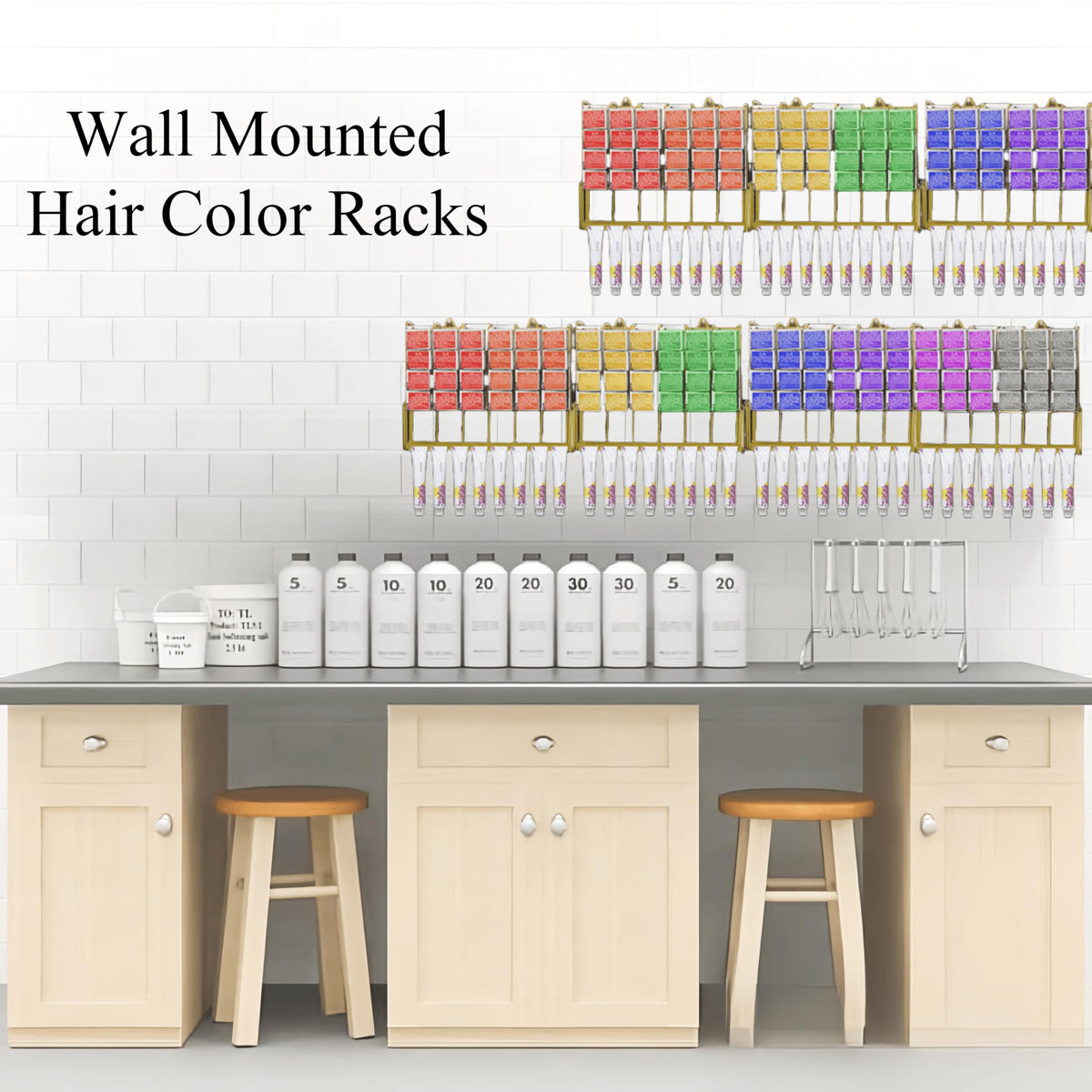 Hair Color Organizer Salon Storage Rack - 2 Pcs Metal Hair Color Tube ...