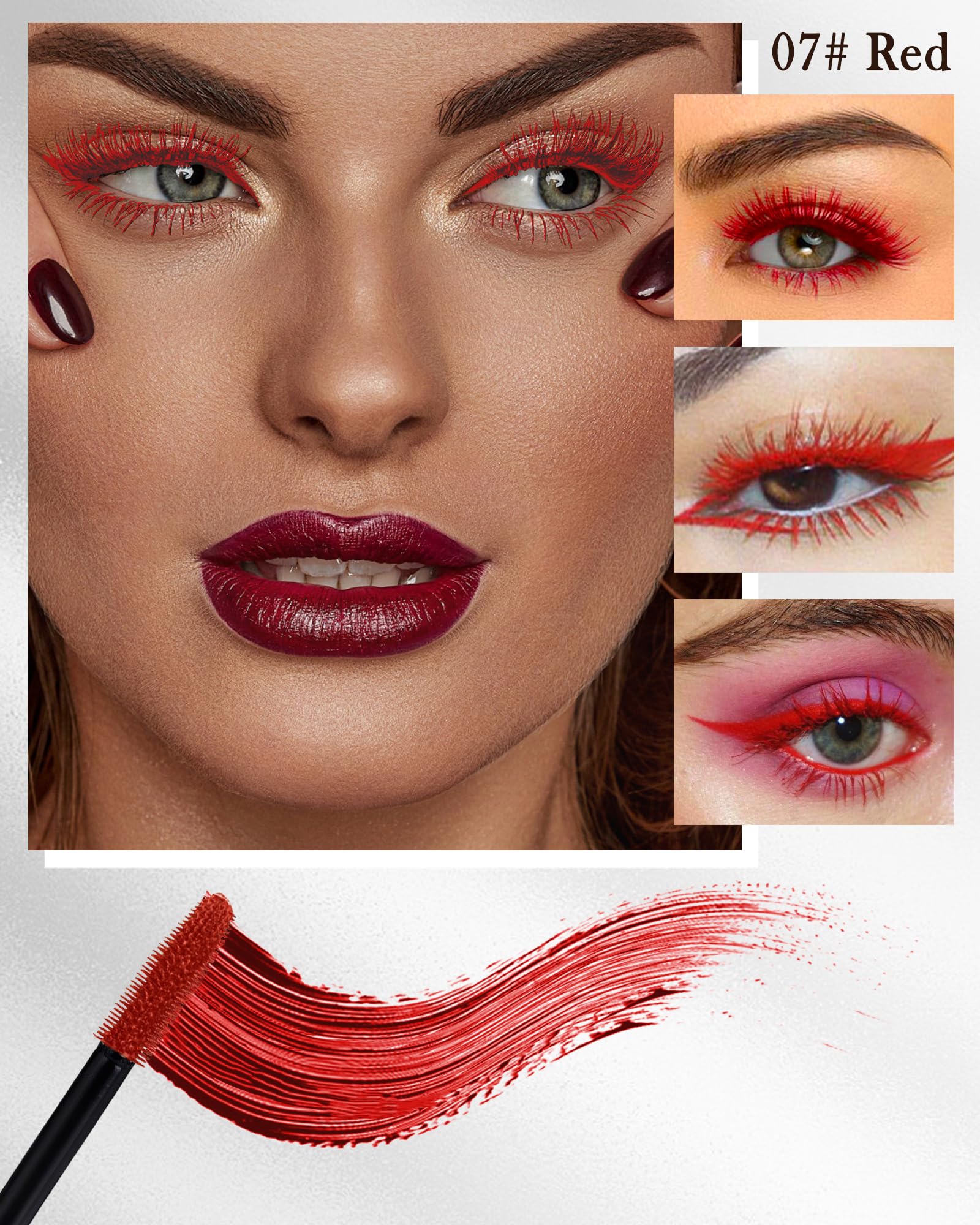 5D Burgundy Bright Red Mascara For Eyelashes-2Pcs Longlasting Waterproof Smudgeproof Colored Tubing Mascara Volume And Length,Vo