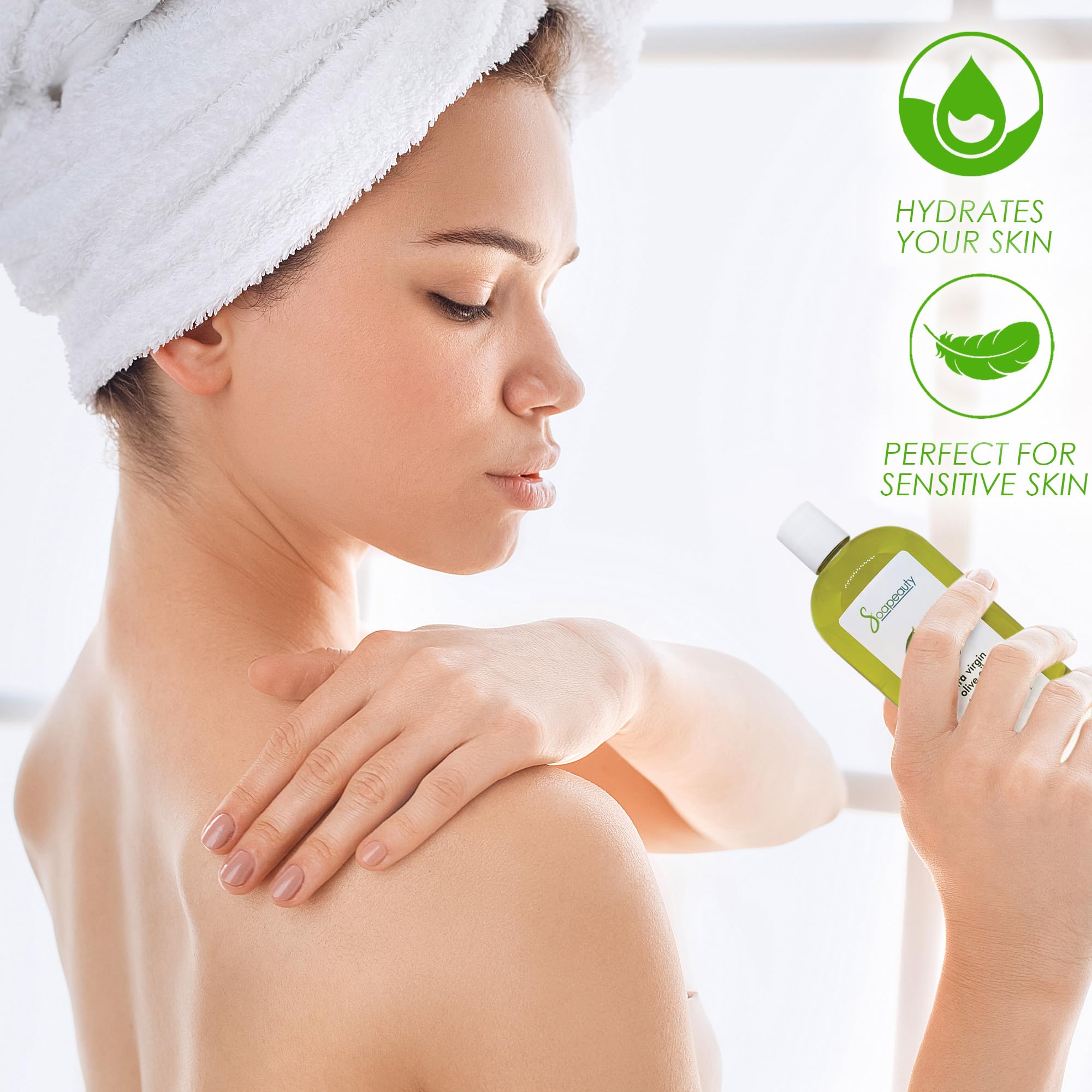 Soapeauty Extra Virgin Olive Oil | 100% Pure & Natural Unrefined Cold-Pressed Carrier Oil | Massage & Body Oil | For Skin, Face,