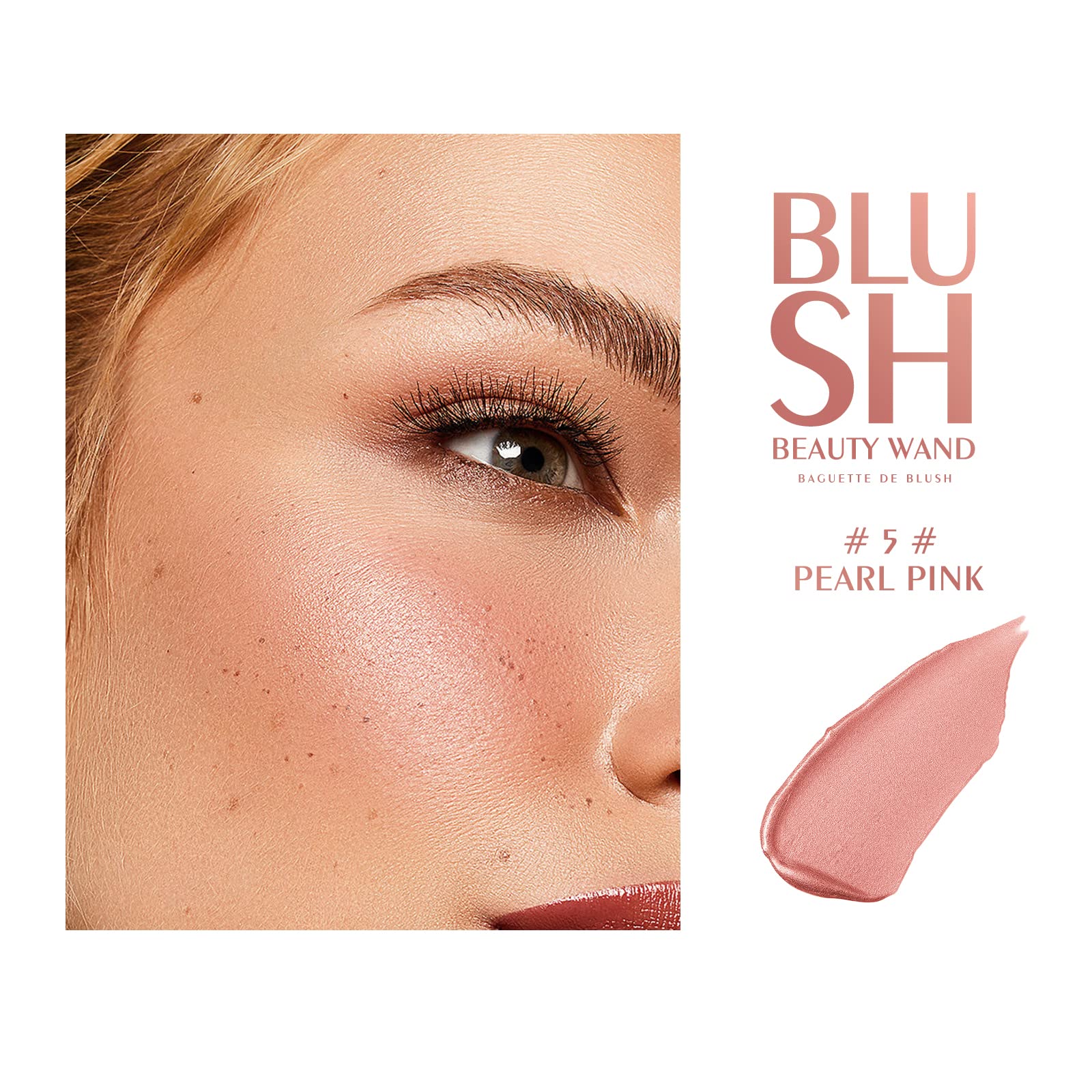 KYDA Blush Beauty Wand, Shimmer Face Blush with Cushion Applicator, Natural Pearl Finish, Silky Smooth Creamy Formula, Lightweig