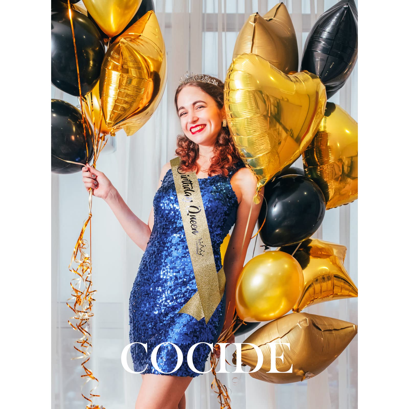 Cocide ''Birthday Queen Sash And Crystal Tiara Set Tiara And Crowns For Women Birthday Gift For Girl Kit Decorations Set Rhinest