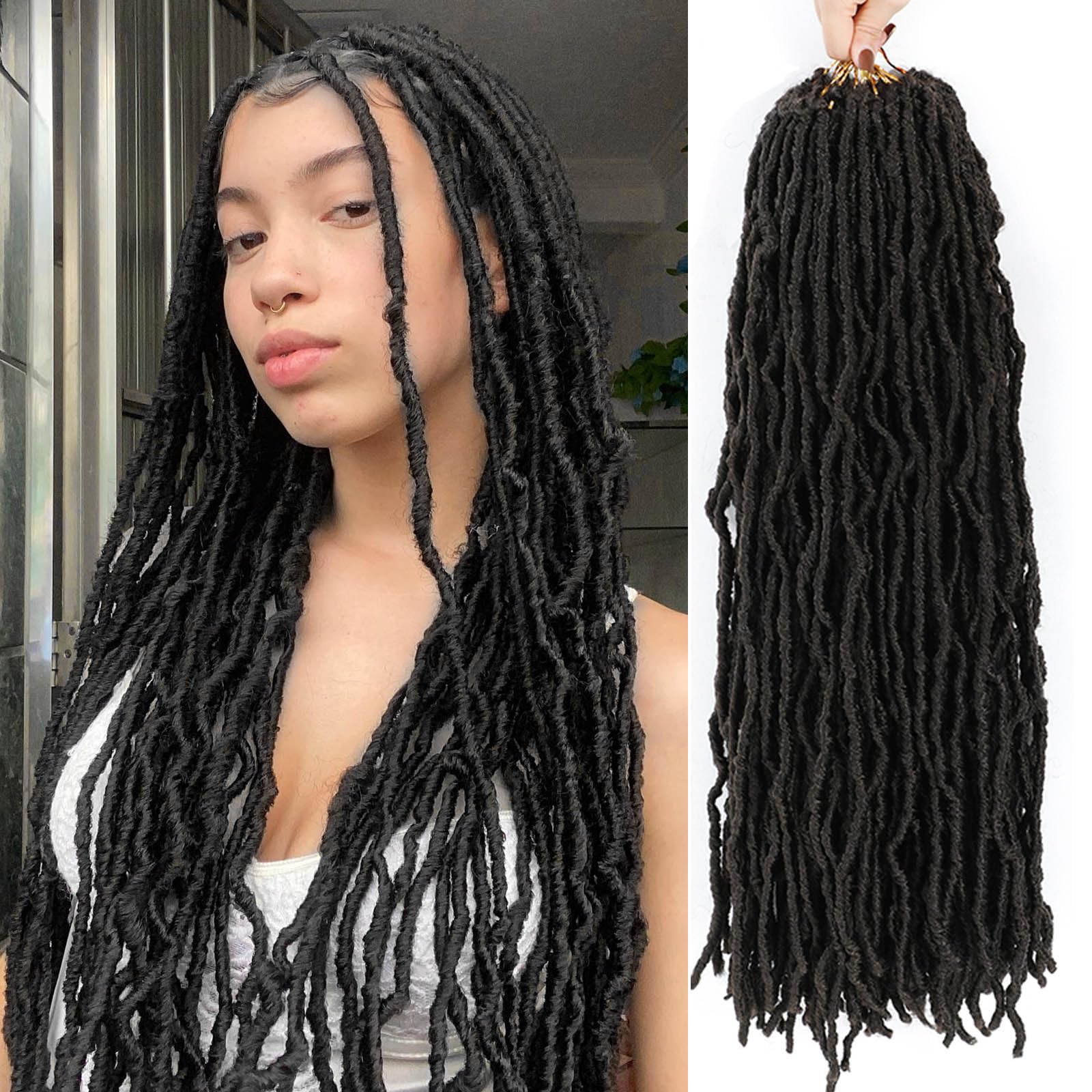 Soft Locs 24 Inch 7 Packs Color 4 Faux Locs Crochet Hair Pre Looped Crochet Locs for Black Women Butterfly Loc Hair Extensions(2