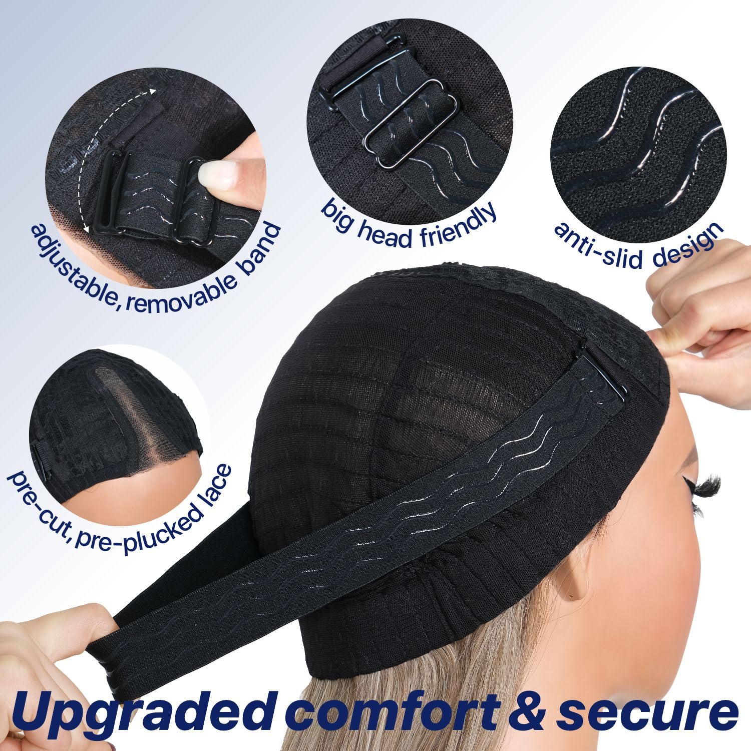 BrownBomb Dark Blue Wear and Go Glueless Wigs Pre Plucked Pre Cut for Beginners Synthetic Lace Front Wig for Woman Long layered