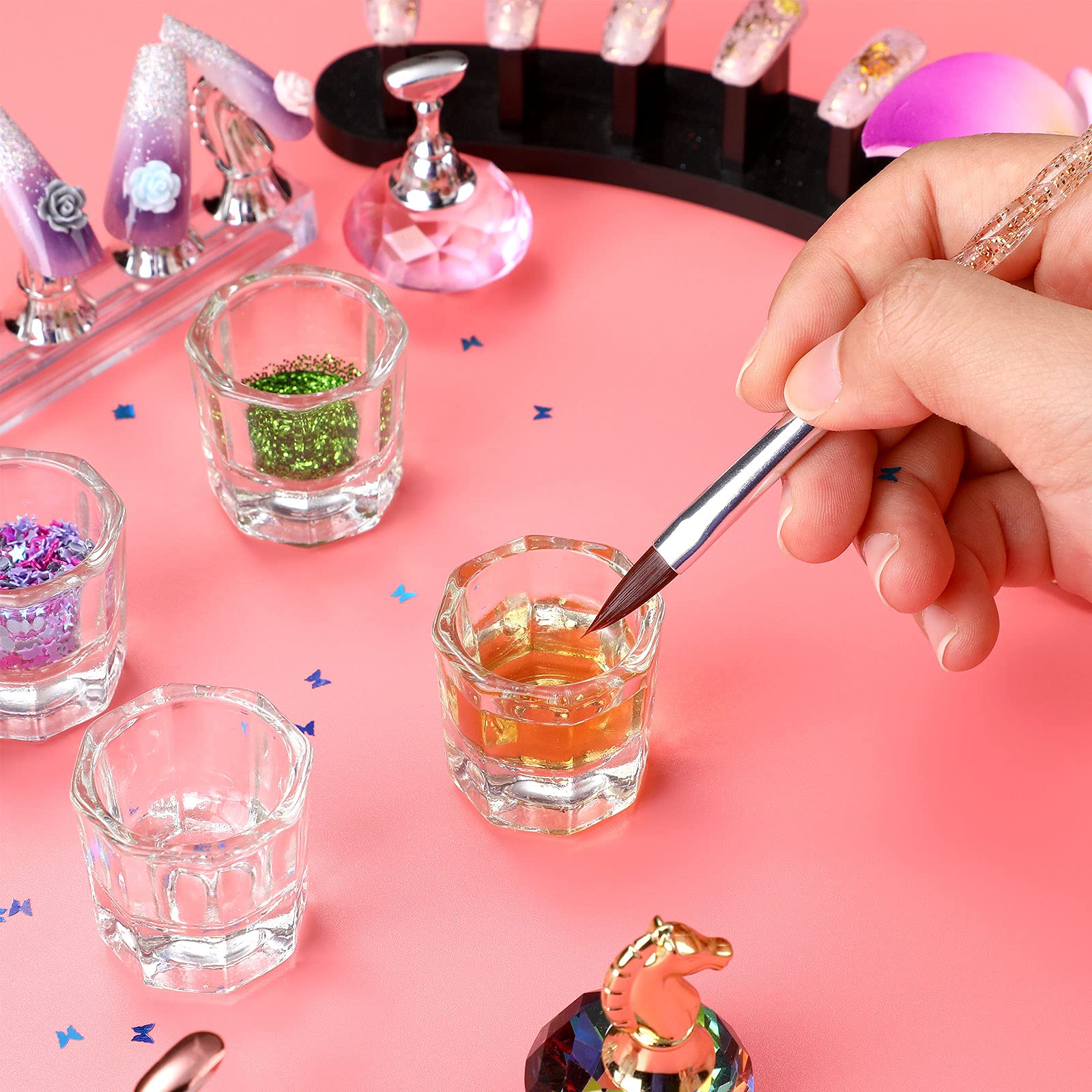 Cunhill 24 Pieces Dappen Dishes for Acrylic Nails Monomer Liquid Powder Glass Cups Clear Crystal Bowls Holders for Nail Extensio