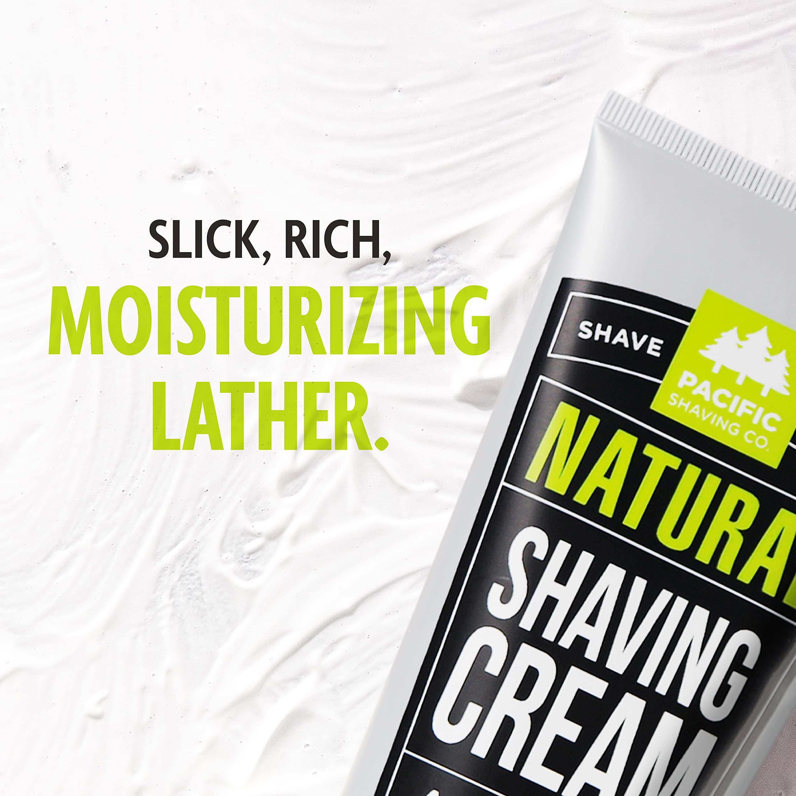 Pacific Shaving Company Natural Shaving Cream - Shea Butter + Vitamin E Shave Cream for Sensitive Skin - Clean Formula for a Smo