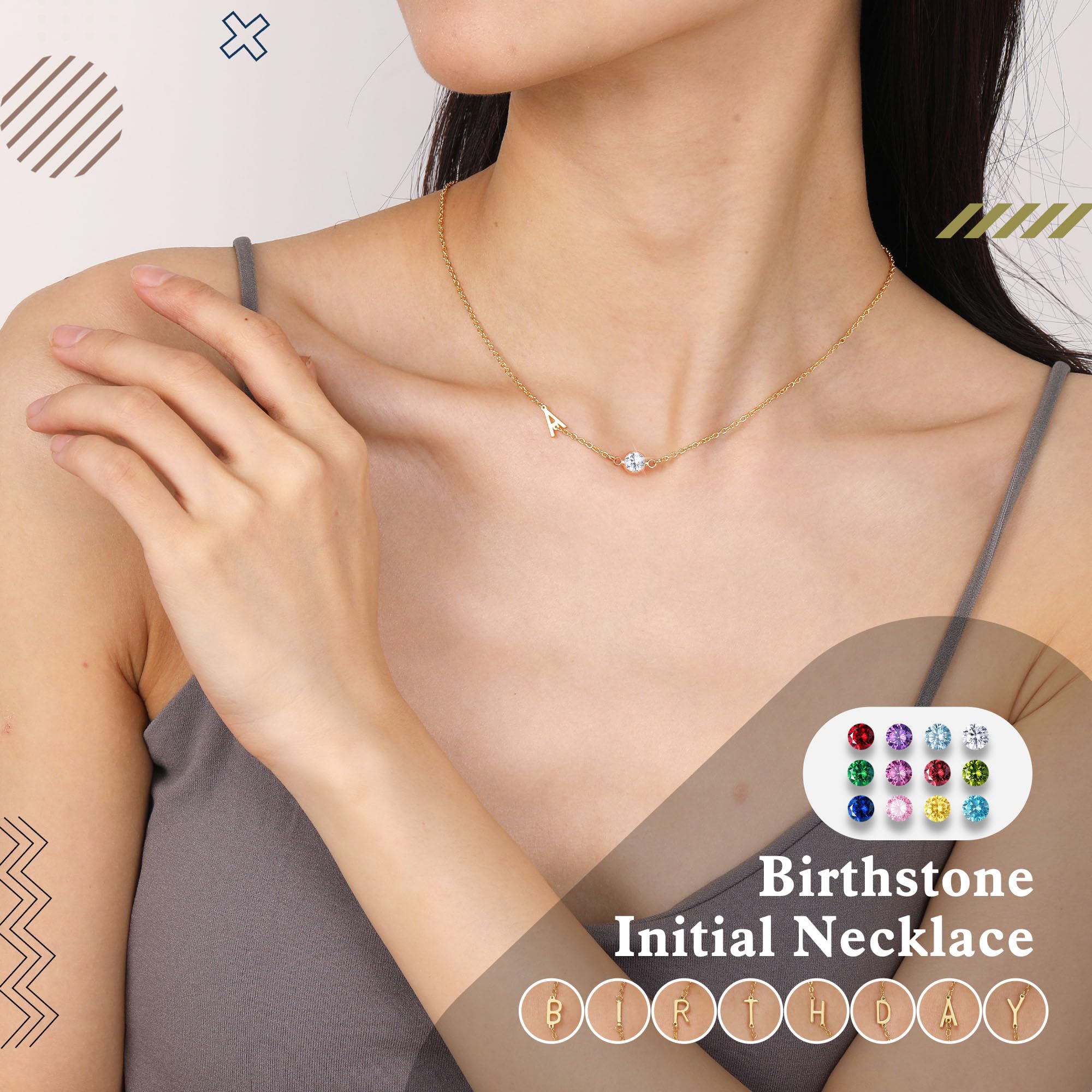 Birthstone Necklace for Women 14K Gold Plated Initial D Necklace January Birthstone Jewelry Dainty Choker Necklace Garnet Birthd