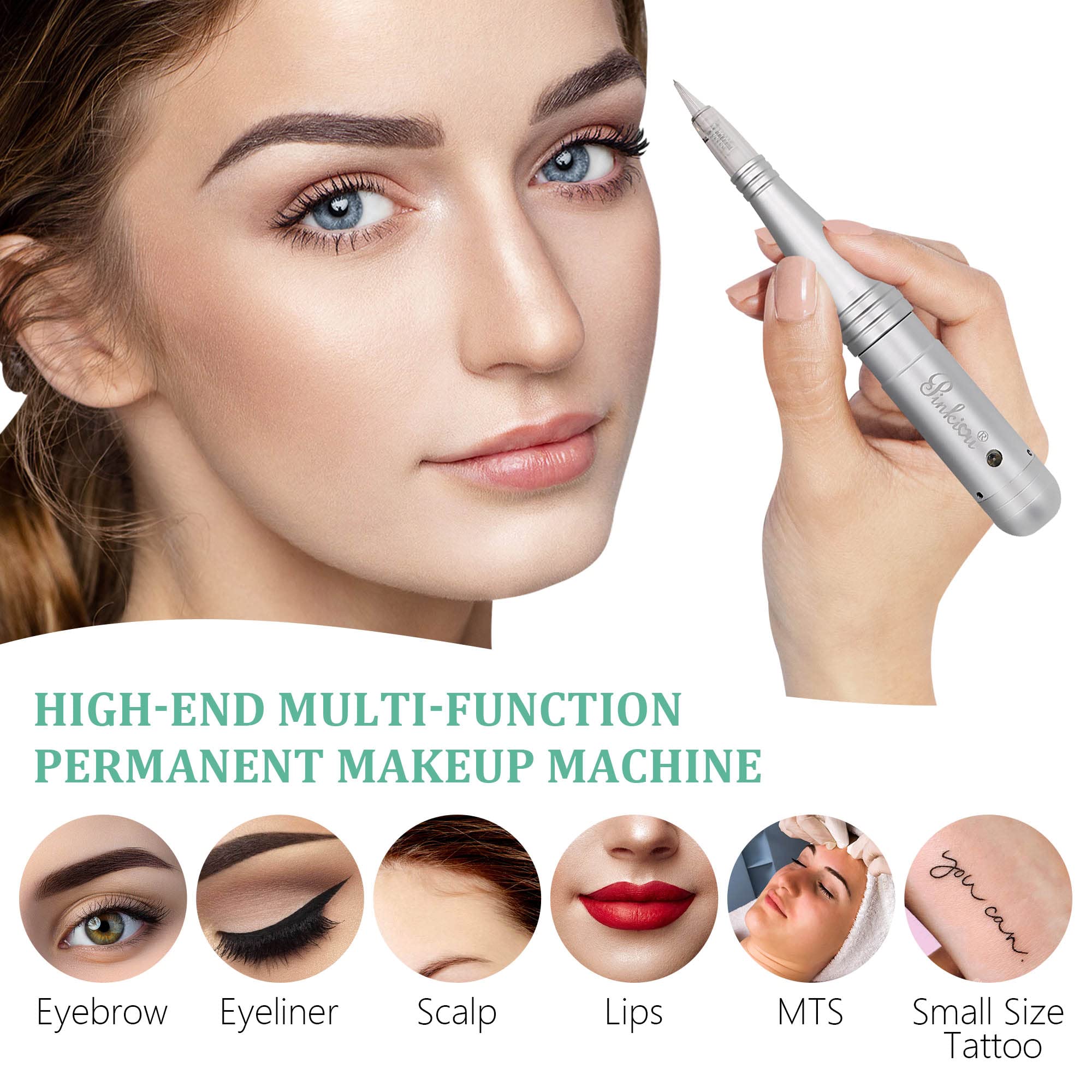Pinkiou Stroked Eyebrow Tattoo Machine Professional Microblading Pen Machine For EyeBrow Eyeline Lip Brow Lamination (machine, M
