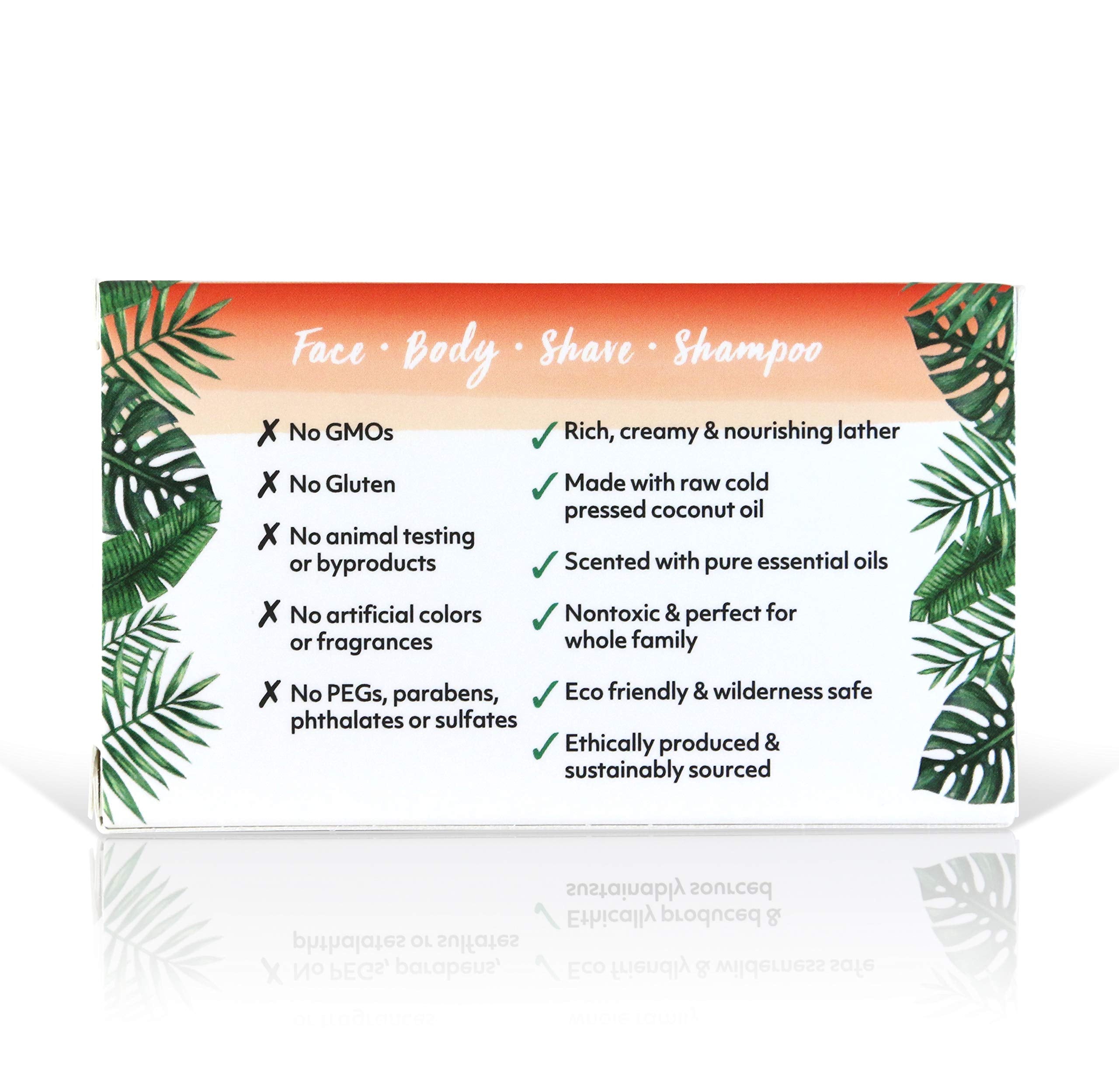 'Coco Fiji Soap Bar For Face And Body Infused With Organic Coconut Oil, Lemongrass Tangerine Essential Oil, Natural Soap For Mo
