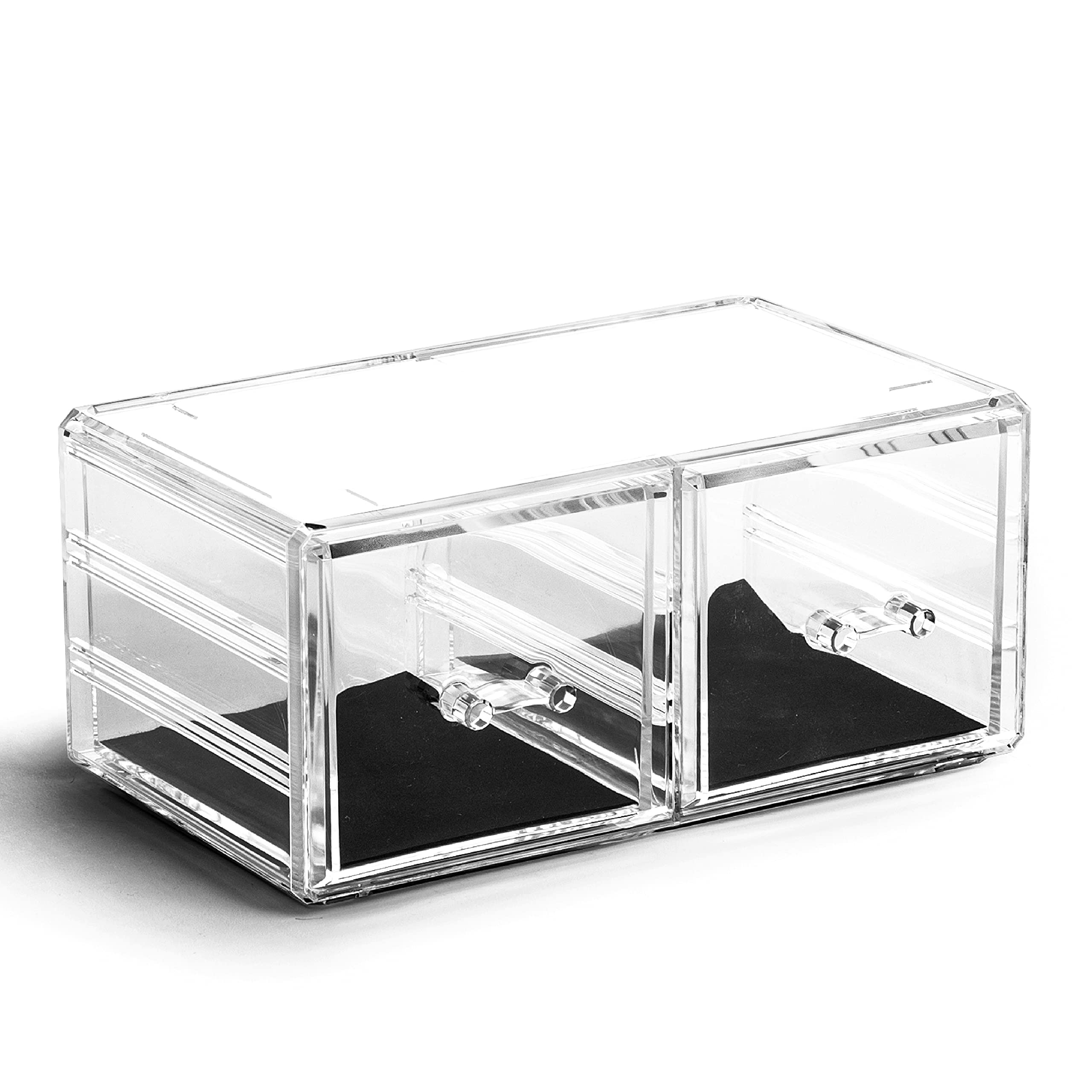 BINO THE MANHATTAN SERIES Acrylic Makeup Drawer Organizer- 2 Drawer Short | Clear Beauty Organizers and Storage| Cosmetic & Make