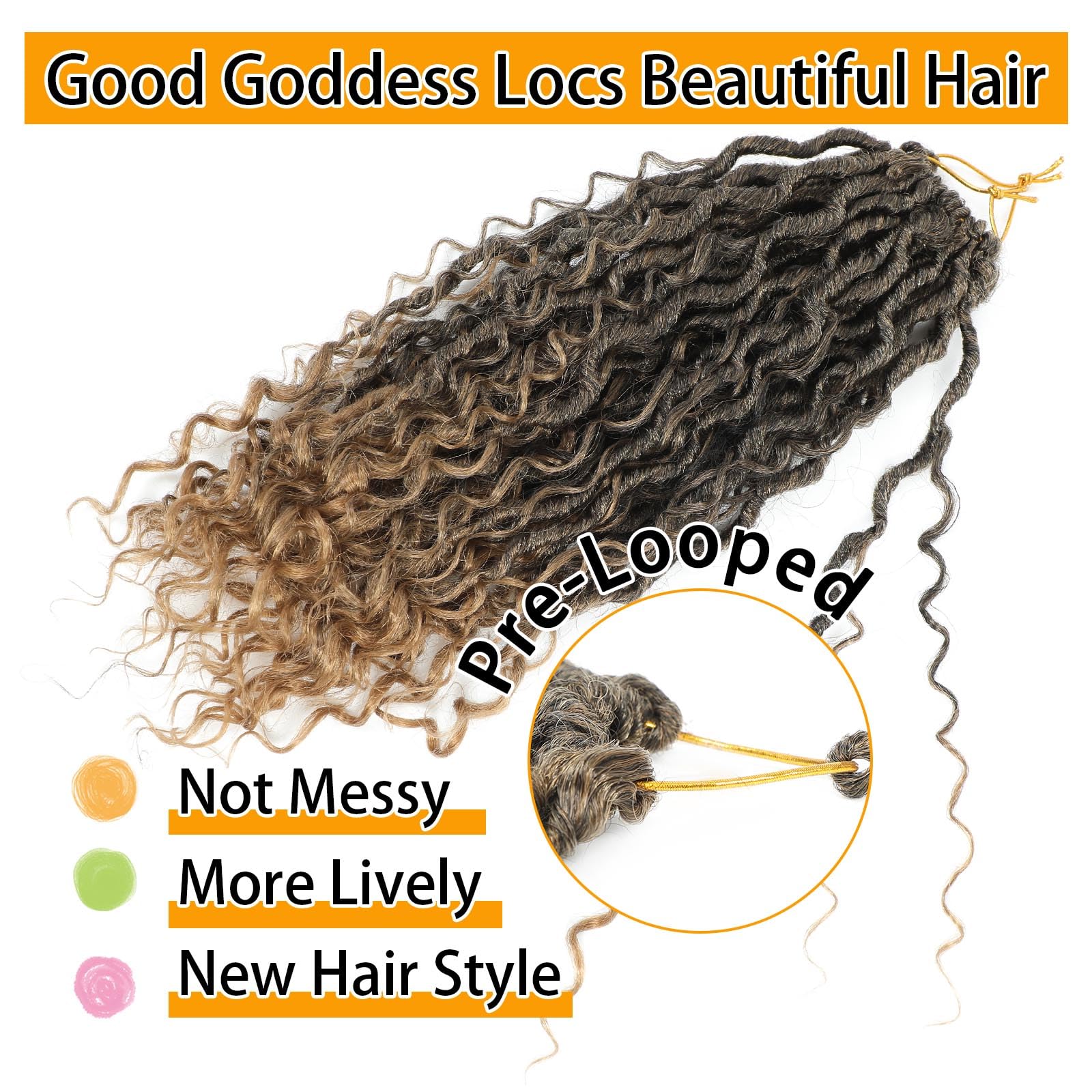 Col Bling 14 Inch 8 Packs Goddess Locs Crochet Hair Ombre Faux Locs Crochet Hair For Women Pre Looped Boho River Locs Crochet Ha