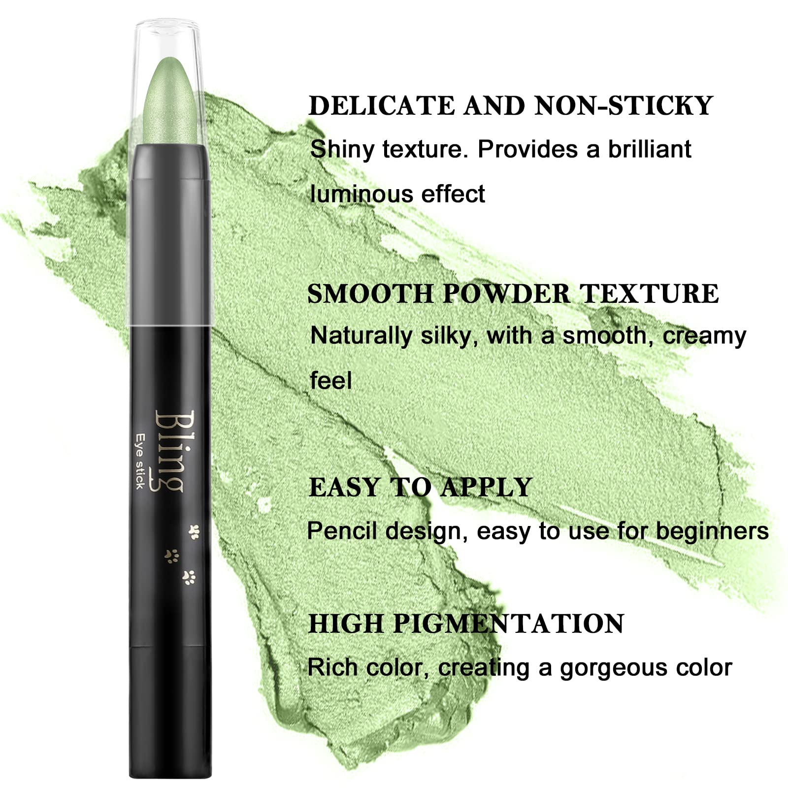 Boobeen Waterproof Eyeshadow Stick Crayon - Shimmer Cream Eyeshadow Pen for Glitter Eye Makeup, Easy to Use (012#)