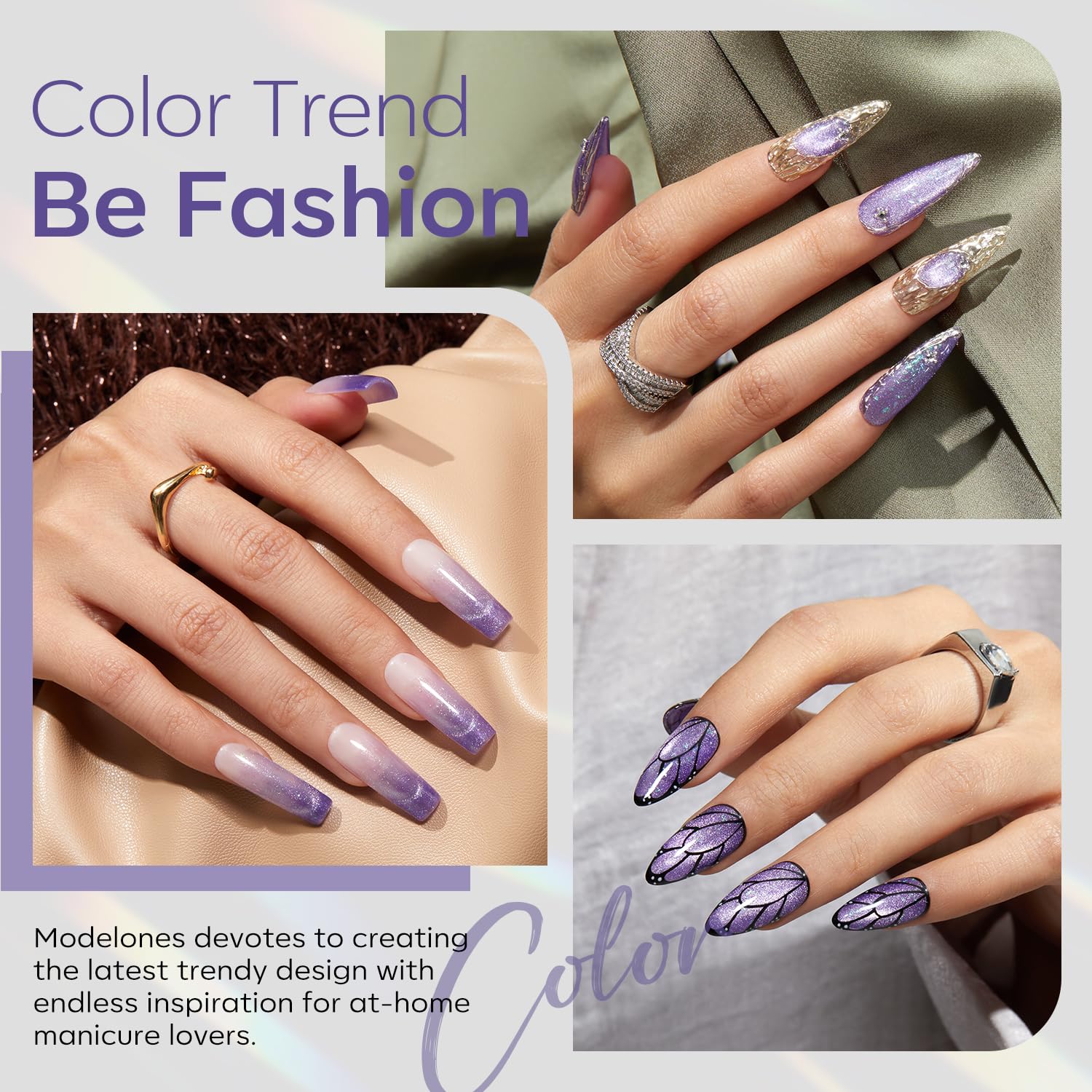 Modelones Cat Eye Gel Nail Polish, 15 Ml Glitter Purple Gel Polish With Magnet Spring Magentic Nail Polish Cateye Gel Polish Soa