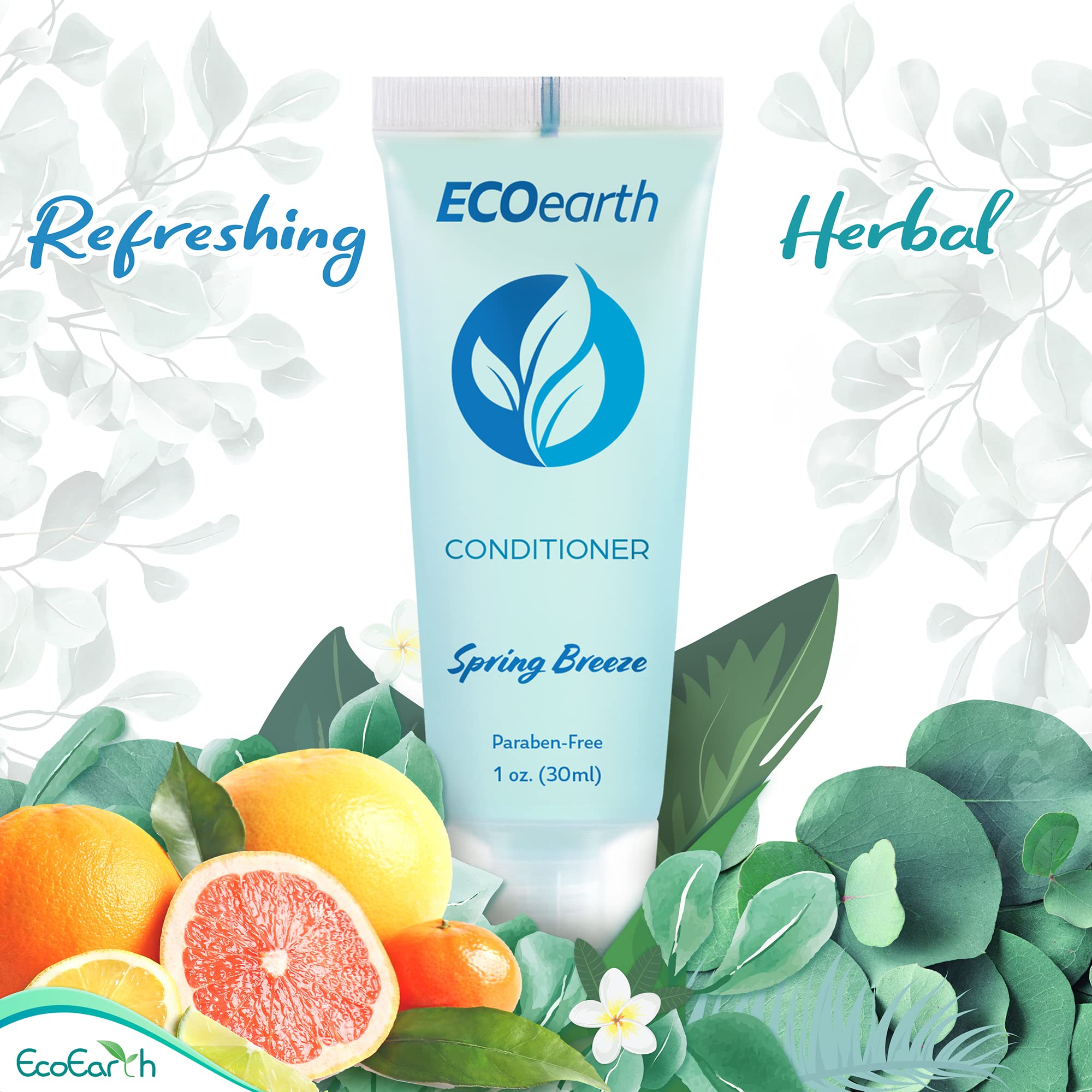 'Ecoearth Quality Small Travel Size Conditioner (1 Fl Oz, 100 Pk, Spring Breeze), Delight Your Guests With Revitalizing And Ref