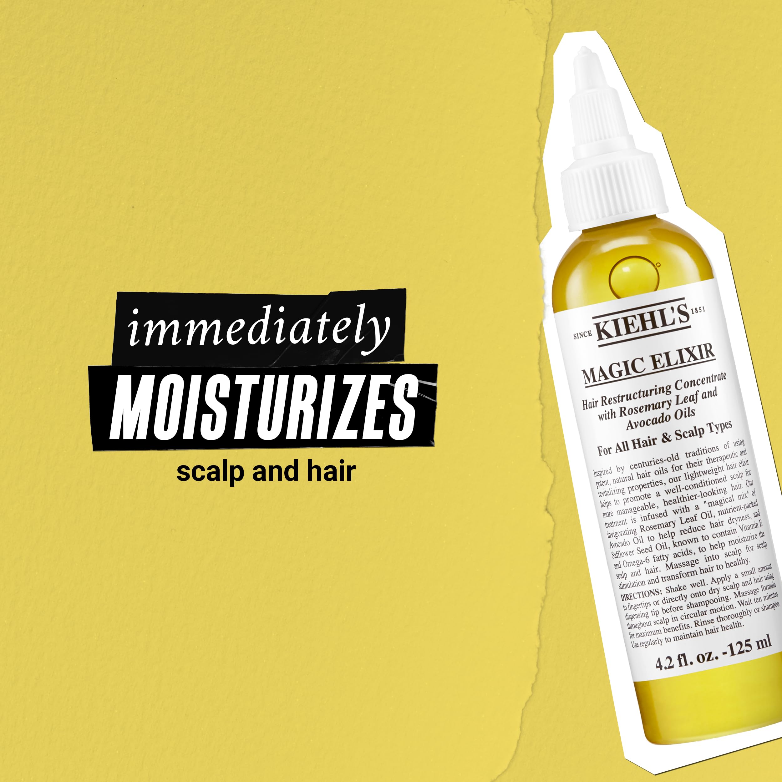 Kiehl's Magic Elixir Scalp and Hair Oil Treatment, Moisturizing Pre-shampoo Treatment, Provides Natural Shine, Softens Hair, wit