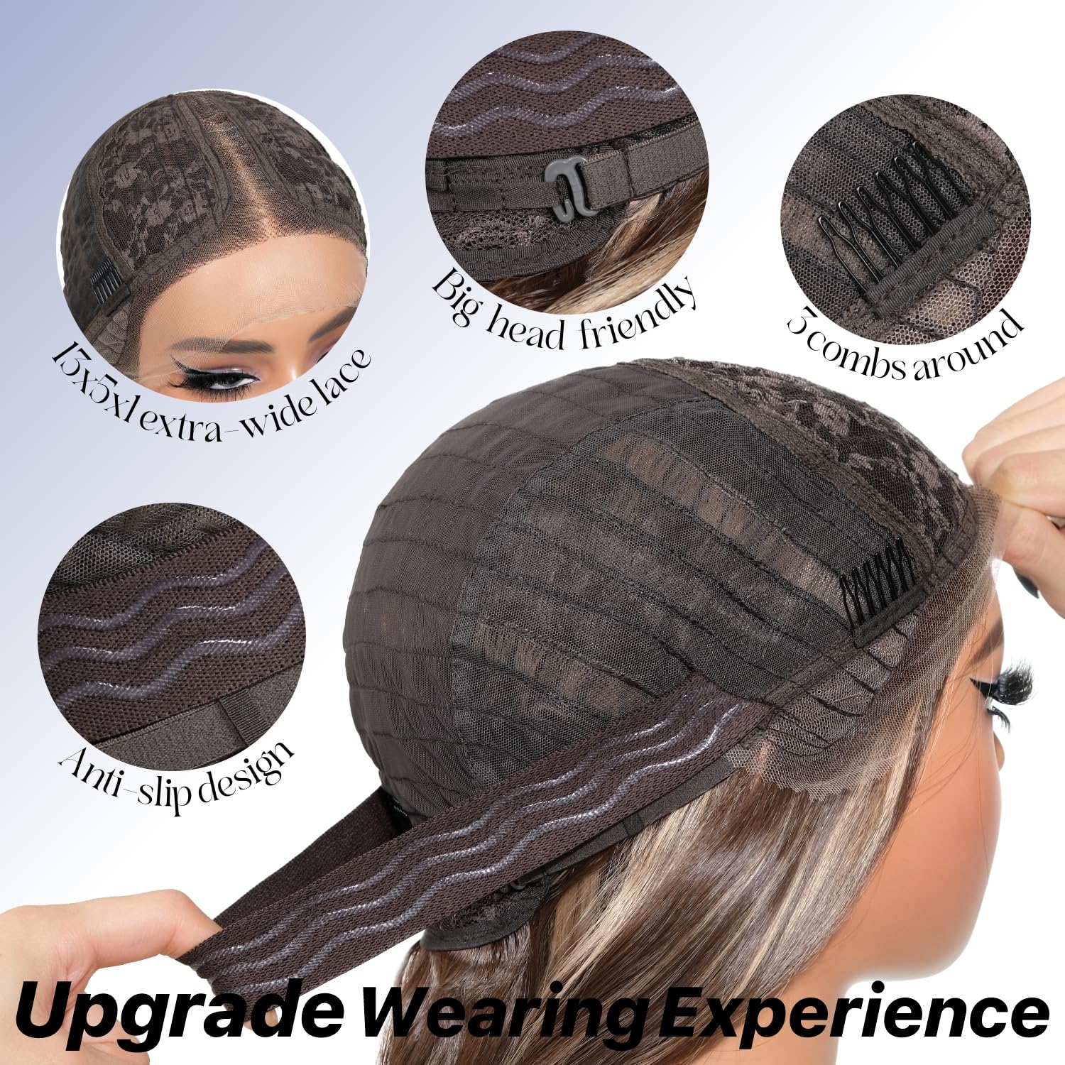 Brownbomb Dark Blue Synthetic Lace Front Wigs Body Wave Glueless Wigs With Bangs Pre Plucked Pre Cut Hd Lace 13X5X1 Middle Part