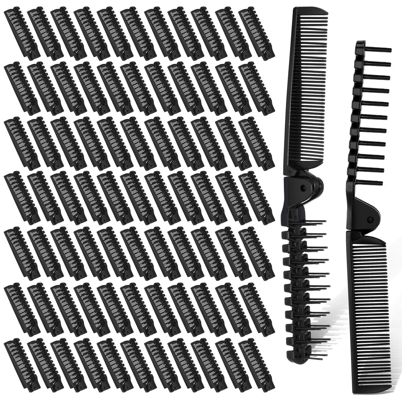 Skylety 100 Pcs Portable Travel Hair Comb Brush Double Headed Folding Hair Brush Compact Pocket Hair Comb Wig Combs Styling Tool