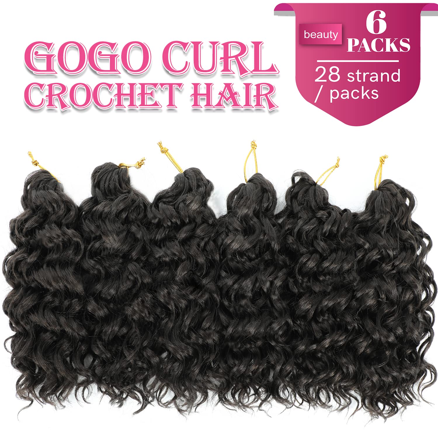 Gogo Curl Crochet Hair 8 Inch 6 Packs Brown Color Short Curly Crochet Hair For Black Women Beach Curl Water Wave Curly Crochet B