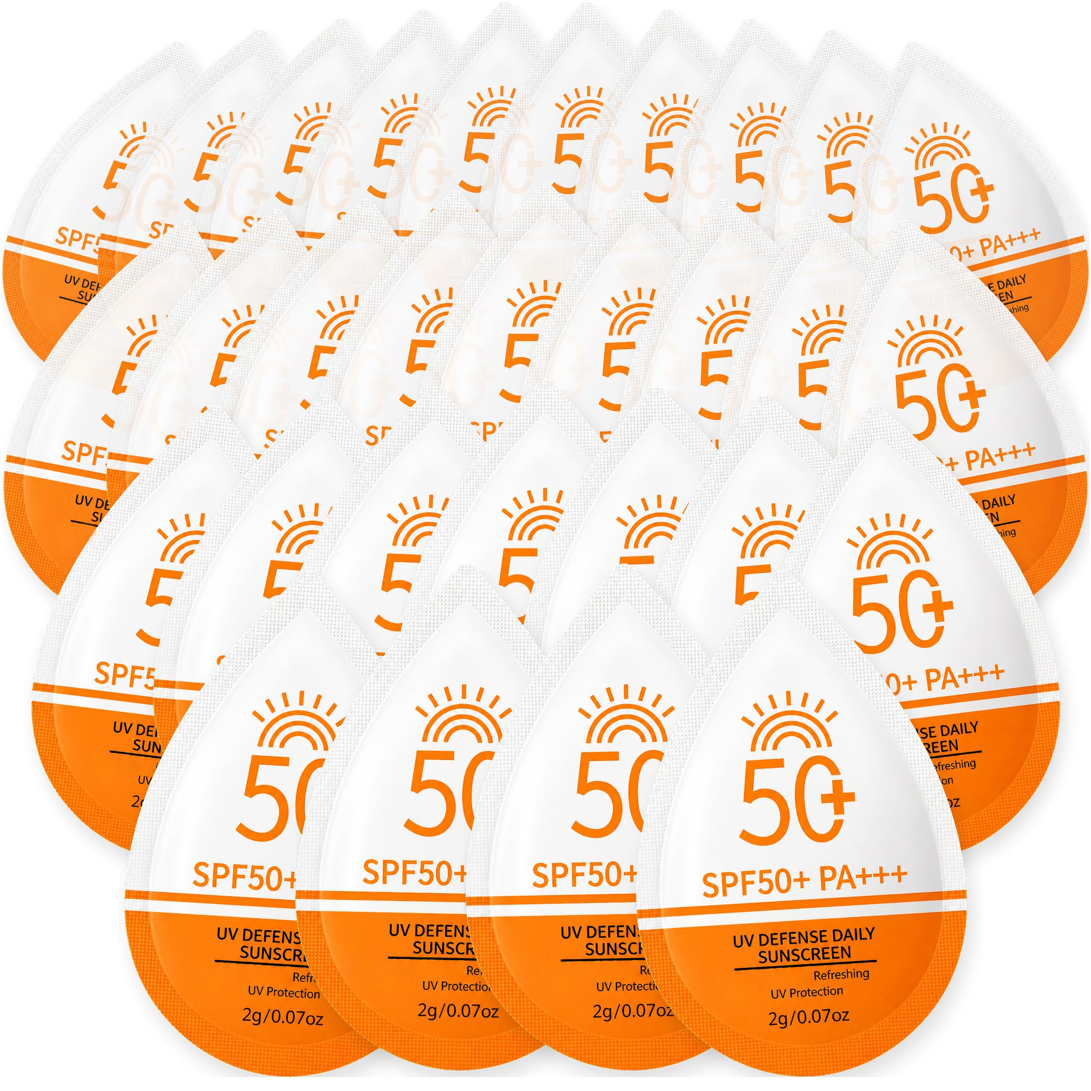 30 Pcs Mini Sunscreen Packets SPF 50+, Travel Size Sunscreen Bulk for Face & Body, Individual Sunscreen Packs for Travel, Beach 