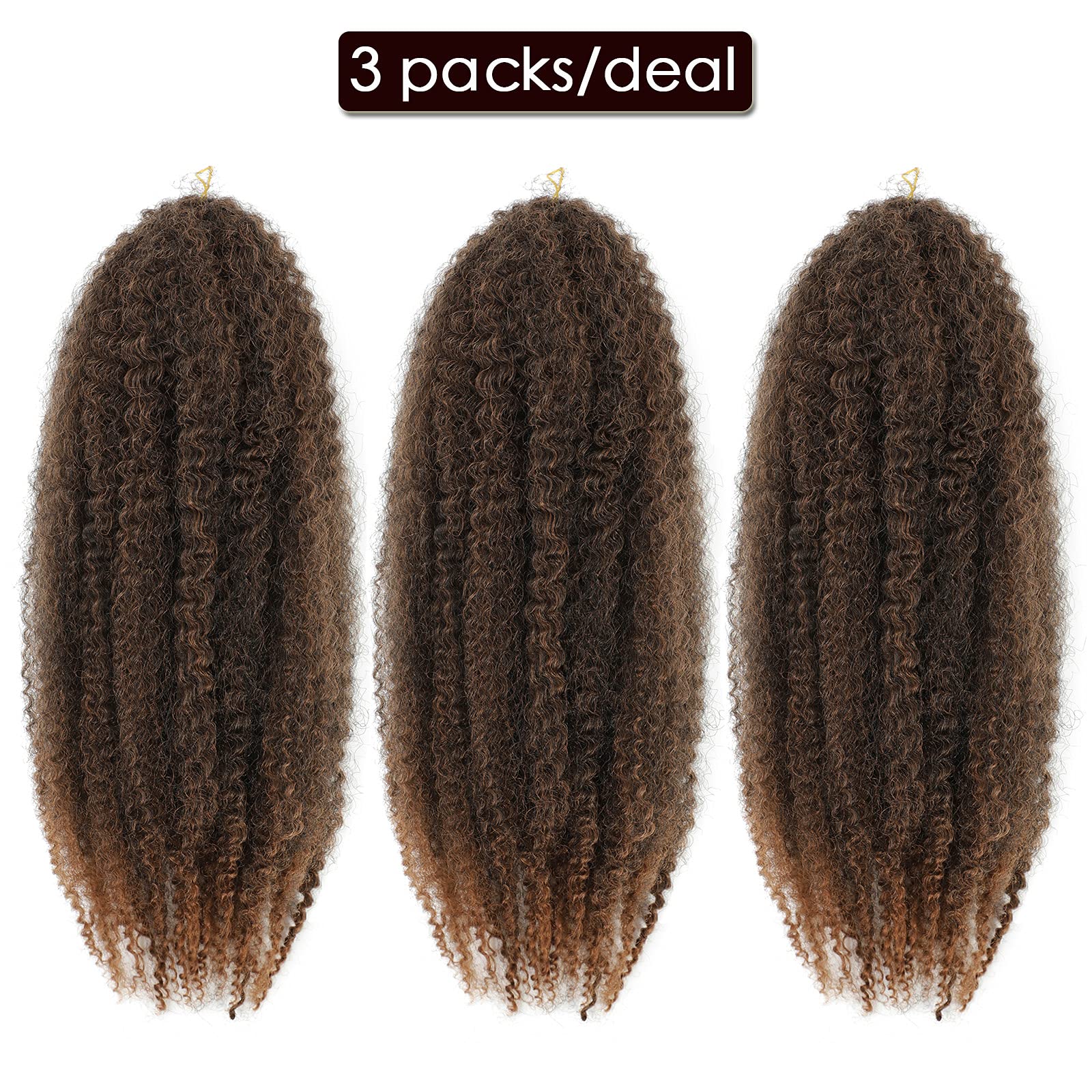 Dansama Marley Hair 18 Inch Braiding Hair, Afro Twist Hair For Soft Locs Crochet Hair 3 Packs Synthetic Hair Extensions (18 Inch