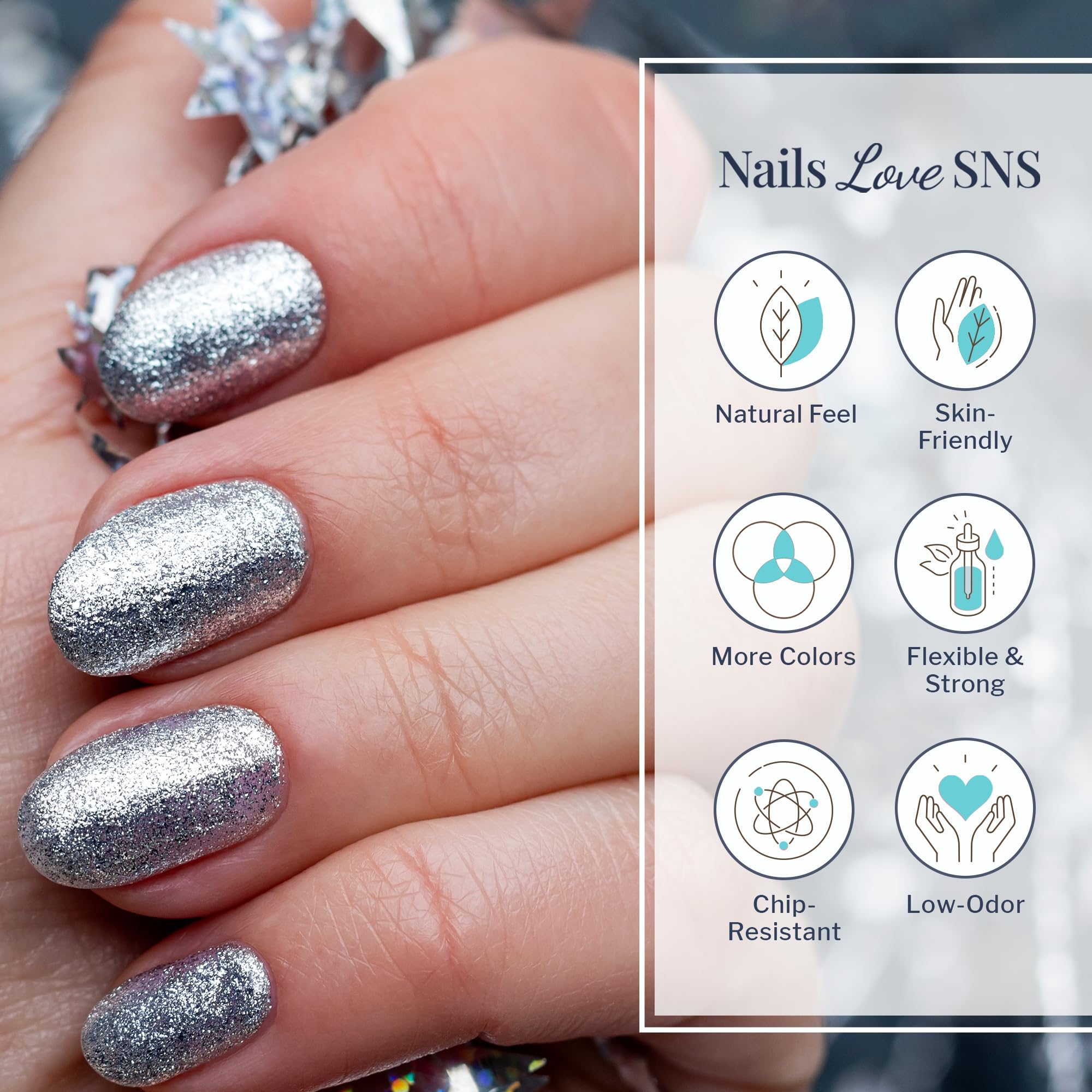 Sns Nail Dip Powder, Gelous Color Dipping Powder - I Love Millenials (Blue/Teal, Glitter) - Long-Lasting Dip Nail Color Lasts 14