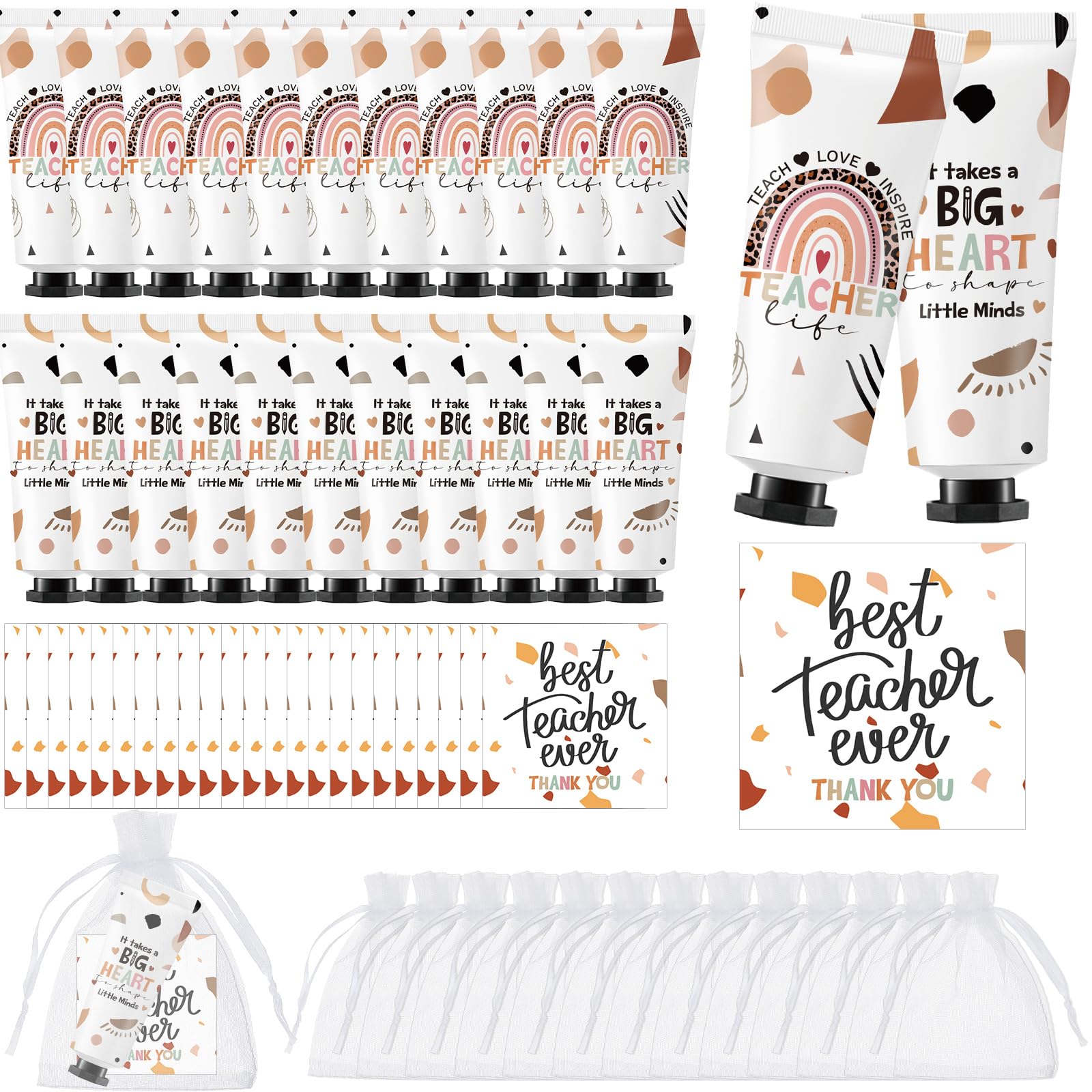Dimsile 24 Sets Teachers Day Teacher Appreciation Gifts Include Hand Cream Bulk Organza Bags Thank You Tags Inspirational Gift 