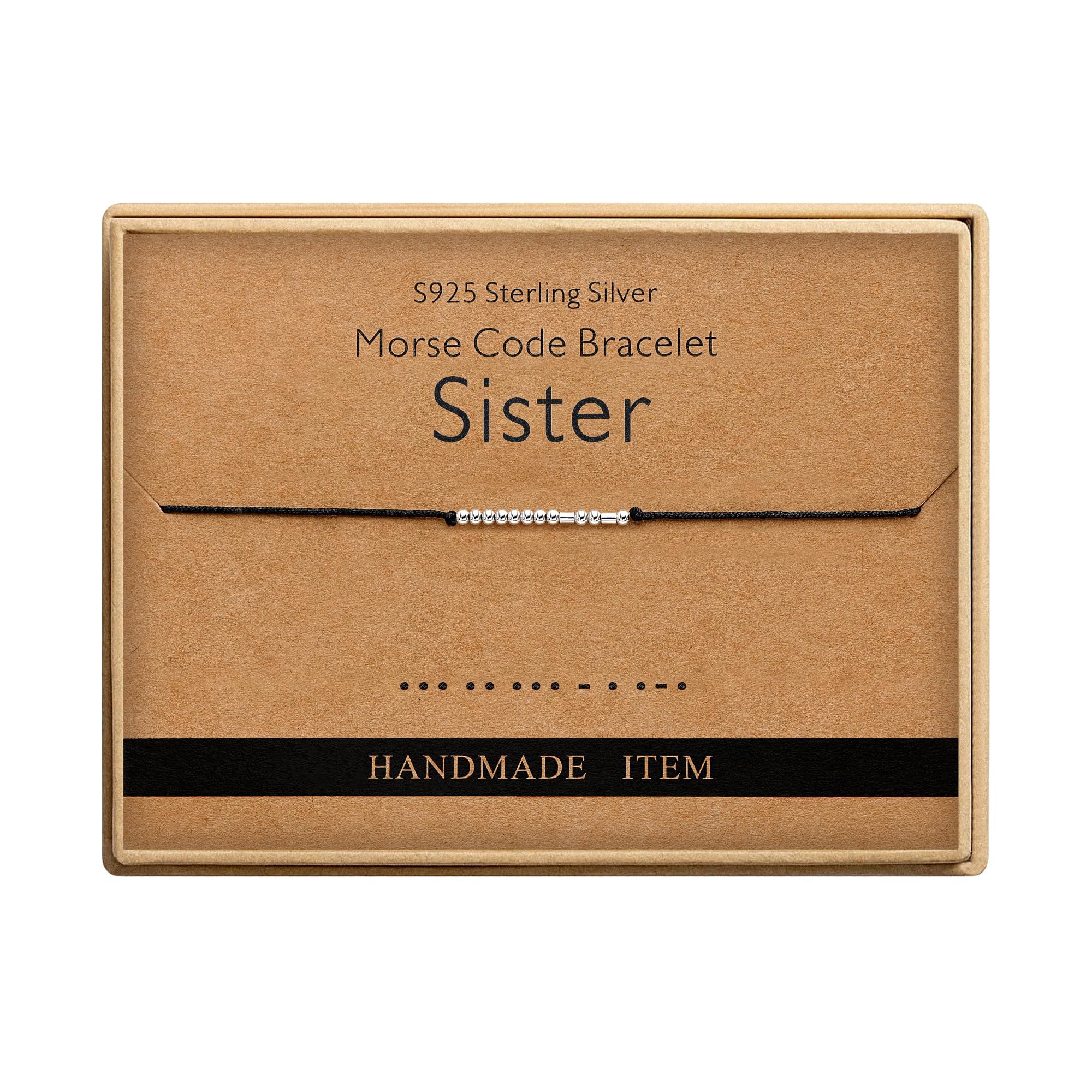 Sister Gifts for Women Morse Code Bracelet for Sister Sterling Silver Handmade Bracelets Inspirational Jewelry for Women