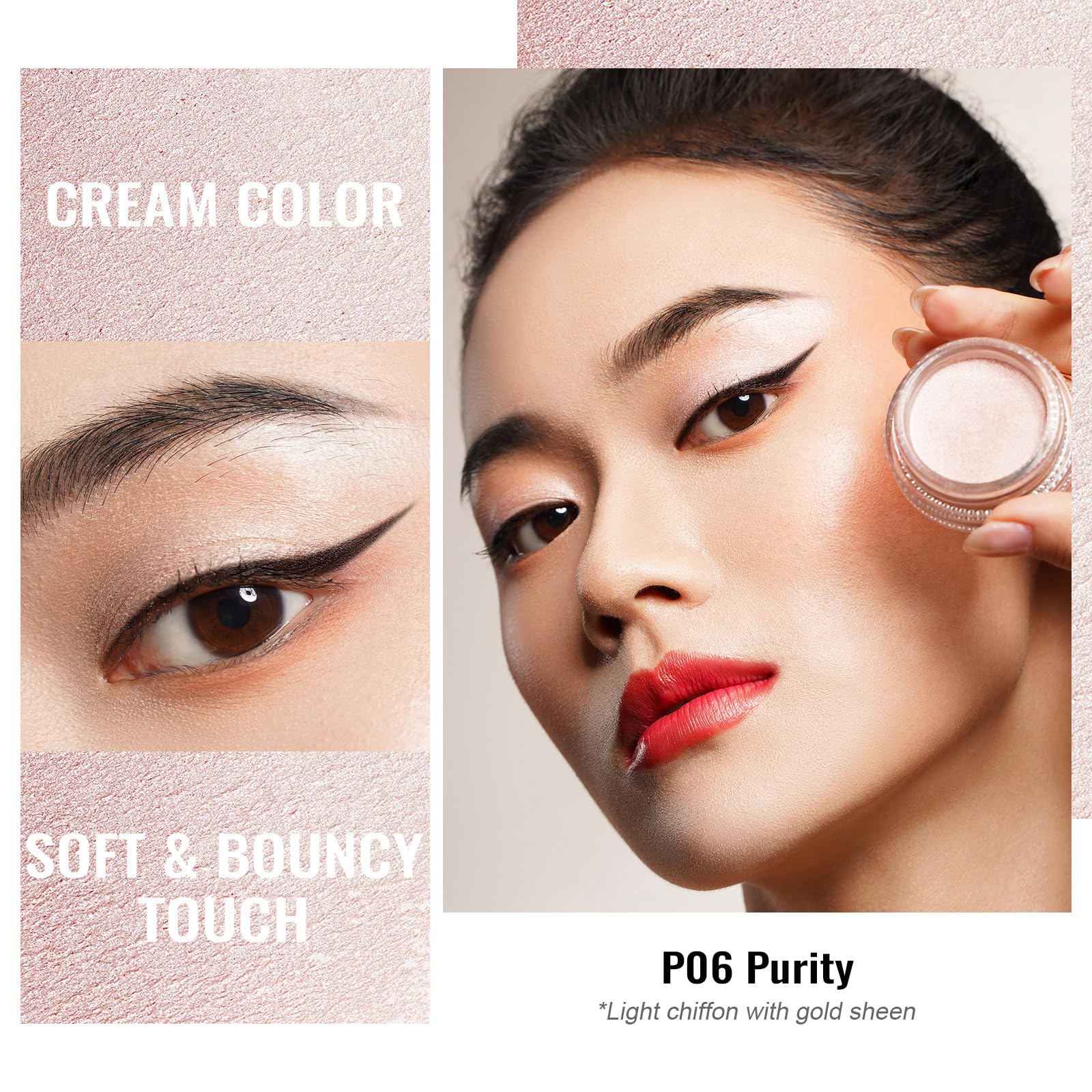 Oulac Shimmer Cream Eyeshadow Also For Highlighter Blendable Eye Shadow Waterproof&Long Lasting With Moisturizing Formula Soft S