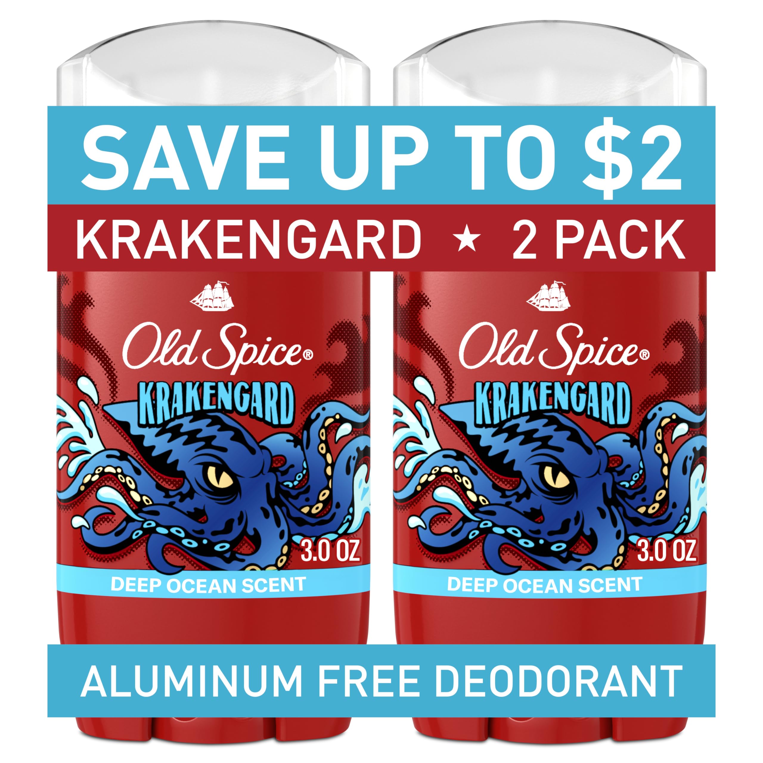 Old Spice Aluminum Free Deodorant for Men, 24/7 Odor Protection, 24/7 Freshness & Lasting Legendary Scent, Krakengard with Deep 