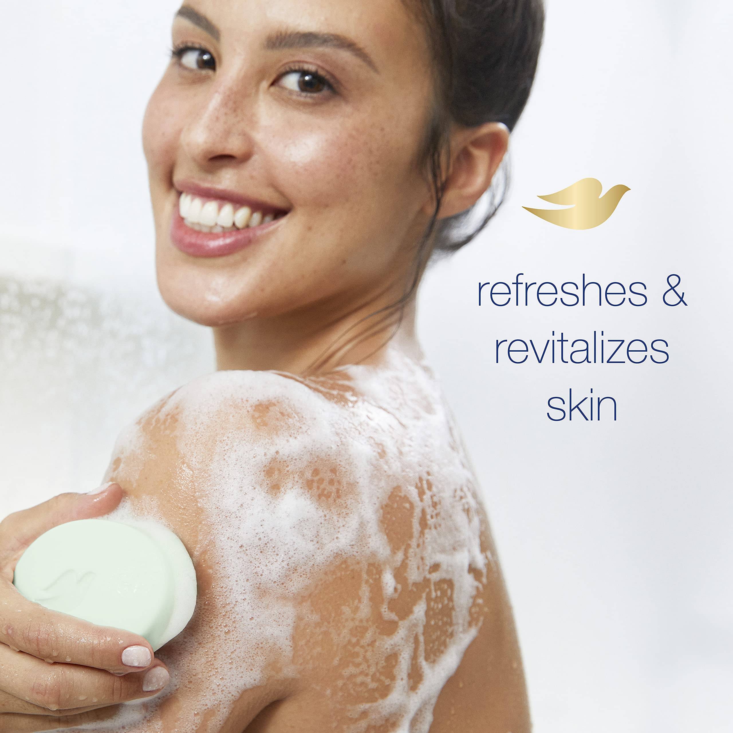 Dove Skin Care Beauty Bar For Softer Skin Cucumber And Green Tea More Moisturizing Than Bar Soap 3.75 Oz, 14 Bars