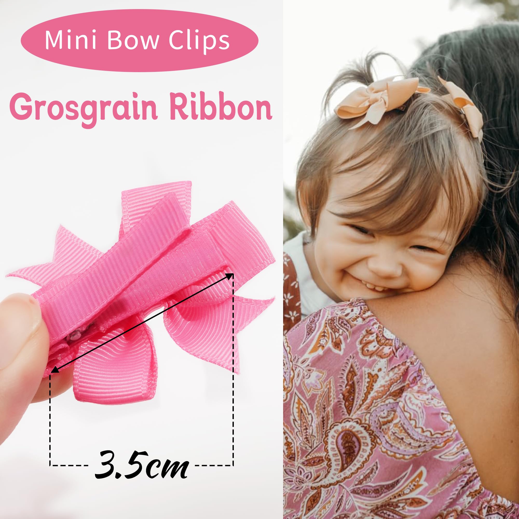 JOYOYO 50pcs Boutique Grosgrain Ribbon Pinwheel Hair Bows for Baby Girls, Toddler Bows Hair Clips Birthday Gifts In Pair