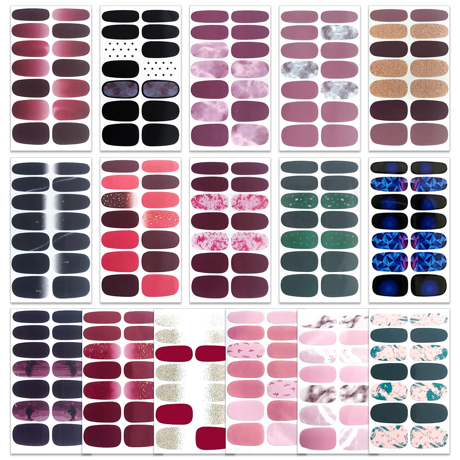 Wokoto 16 Sheets Gradient Nail Polish Strips Stickers For Women Nail Wraps Stickers For Nails Press On Nail Polish Wraps Marble
