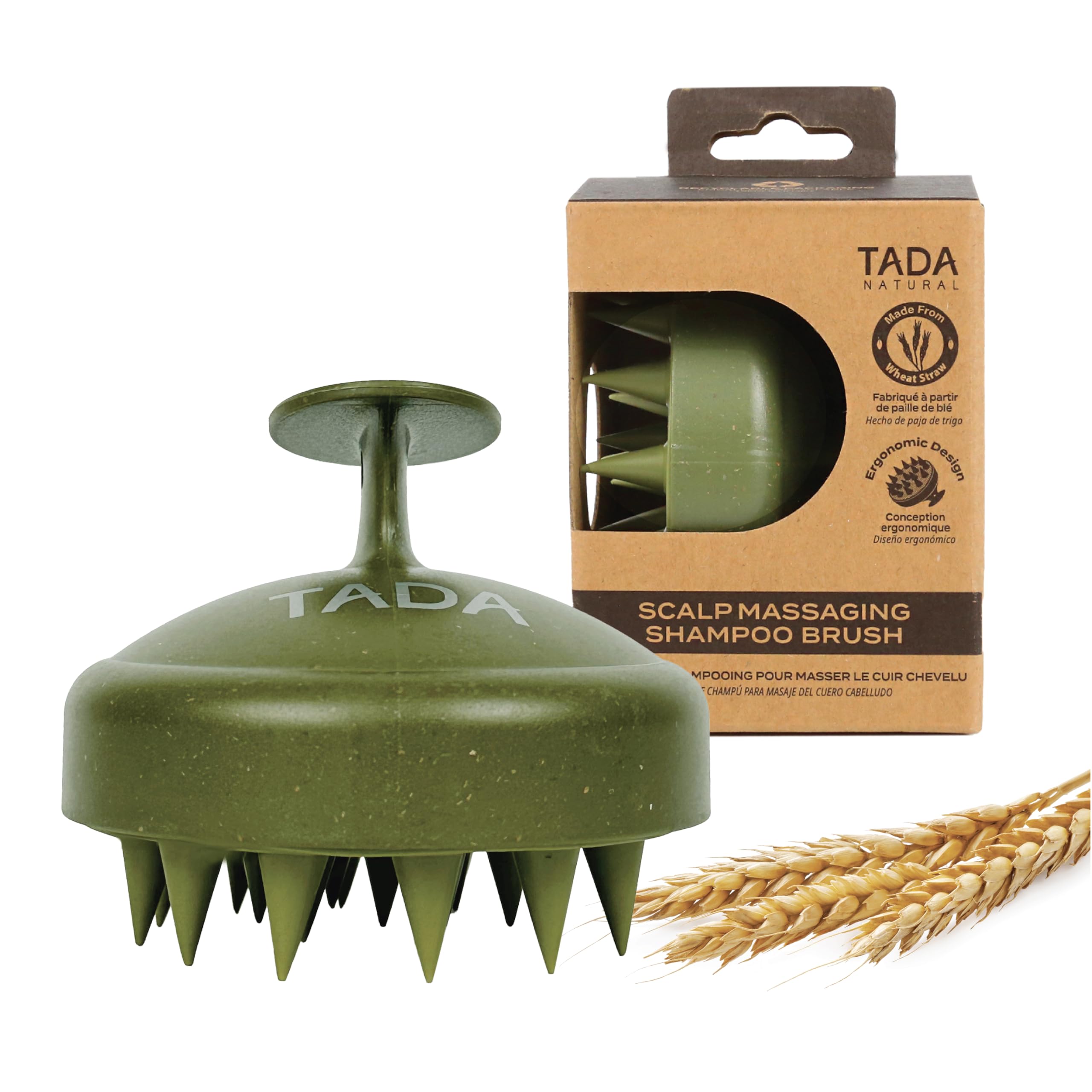 TADA Men Scalp Massager Scrubber for Men and Women Promote Hair Growth and Dandruff Treatment Scalp Sampoo Brush  Army Green