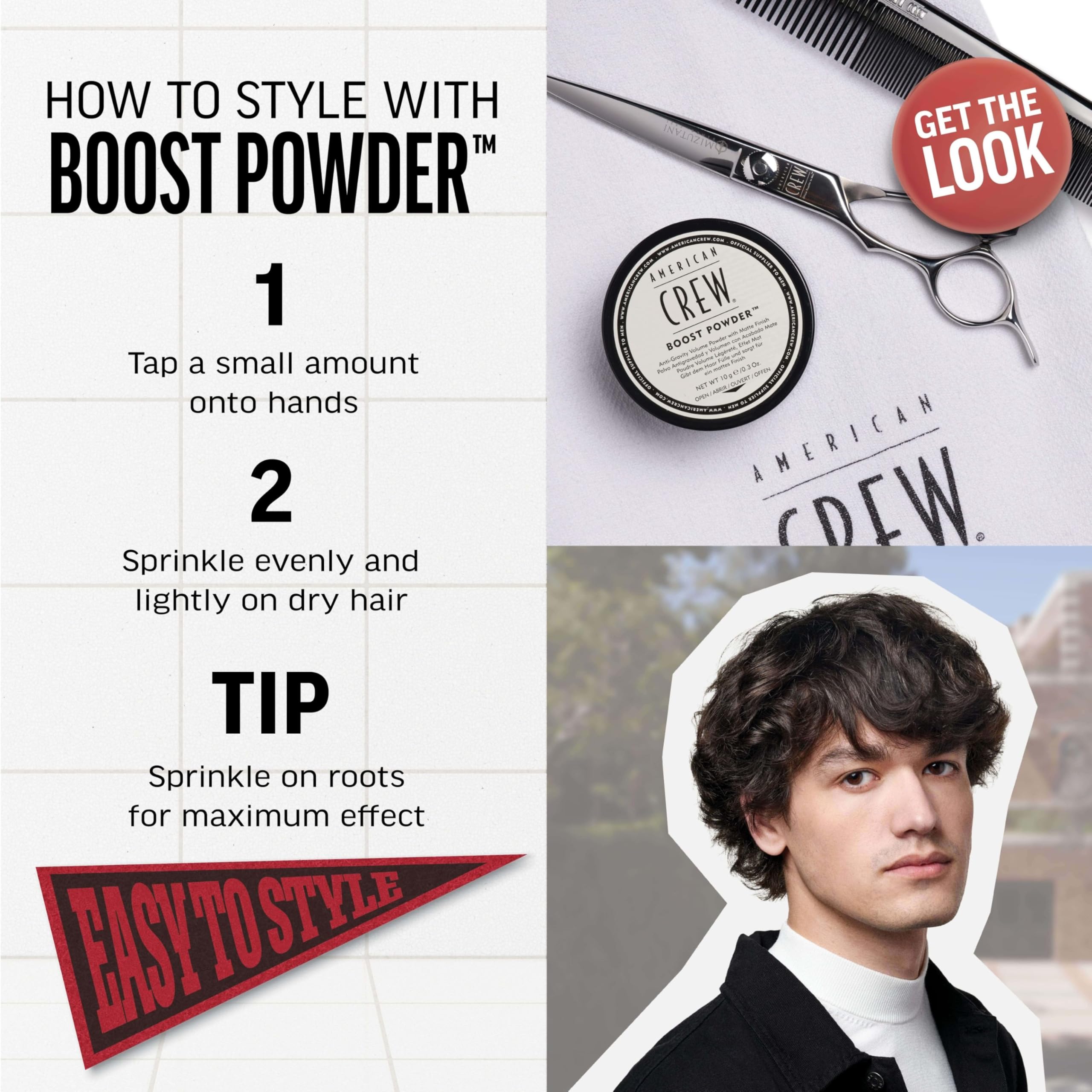 American Crew Men's Hair Boost Powder, Provides Lift & Volume, 0.3 Oz (Pack of 1)