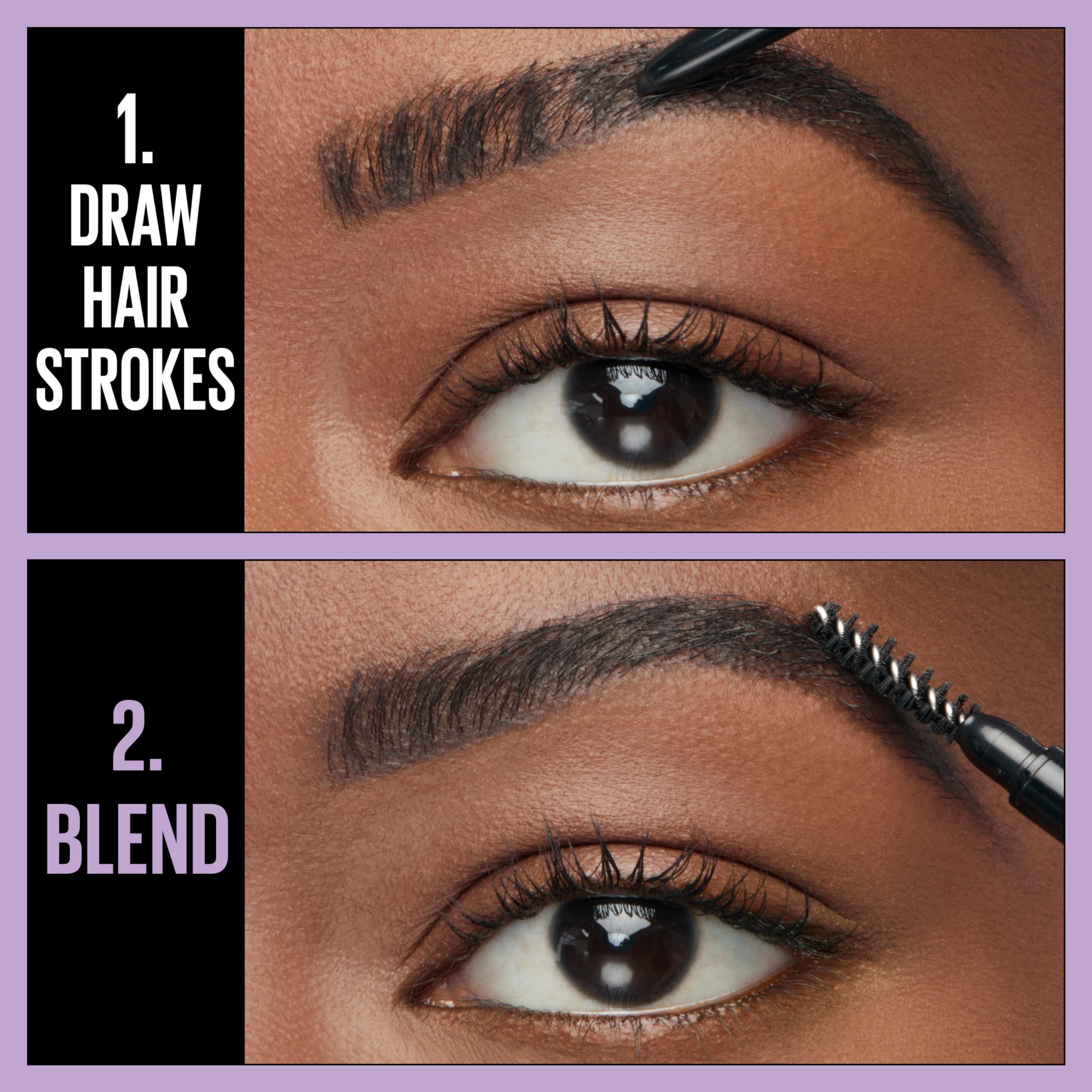 Maybelline Express Brow Ultra Slim Eyebrow Makeup, Brow Pencil with Precision Tip and Spoolie for Defined Eyebrows, Black Brown,