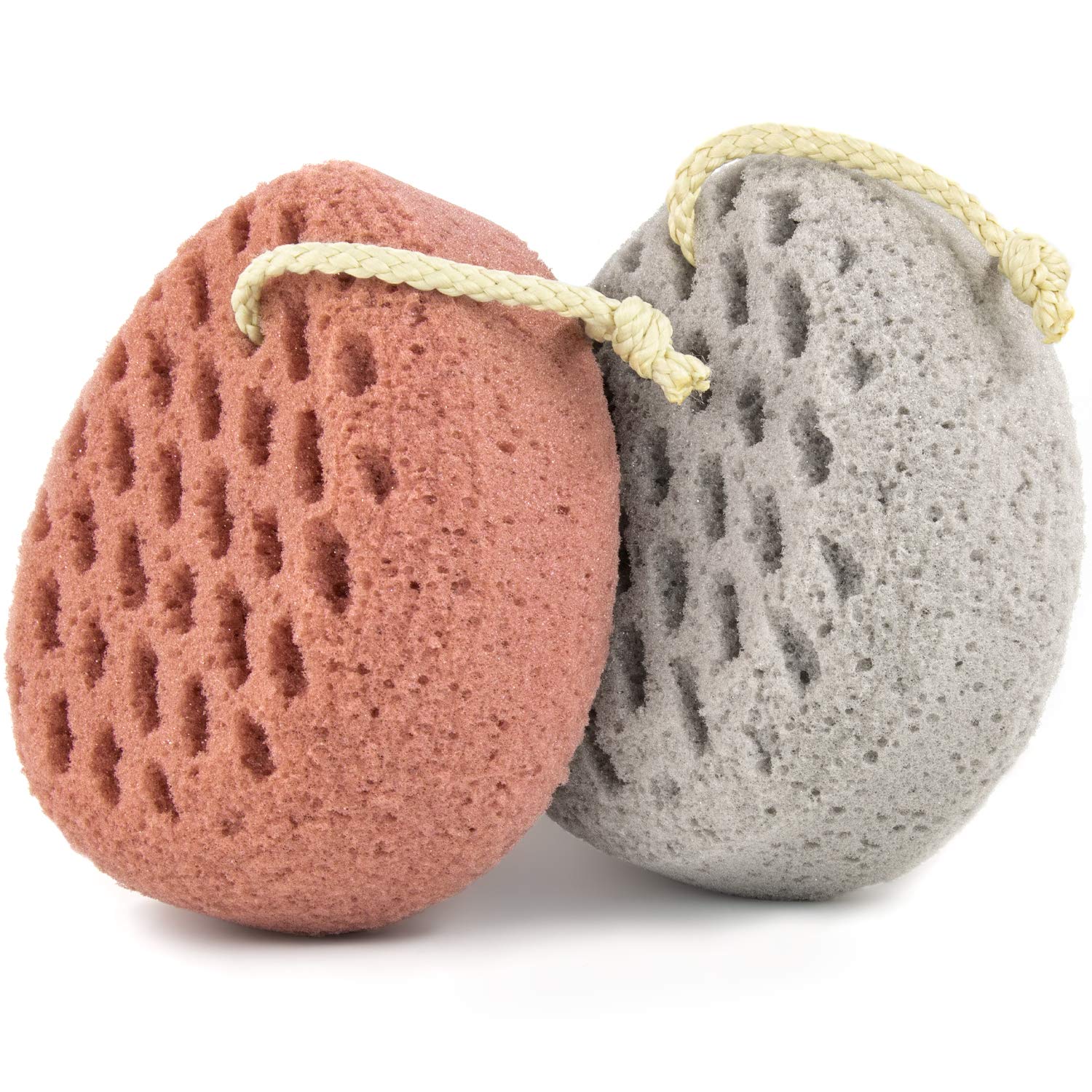 Baimei Bath Sponge, Sponge Loofah Body Scrubber, Shower Pouf Cleaning Loofahs Sponge, Shower Use Sponge (Pink Grey)