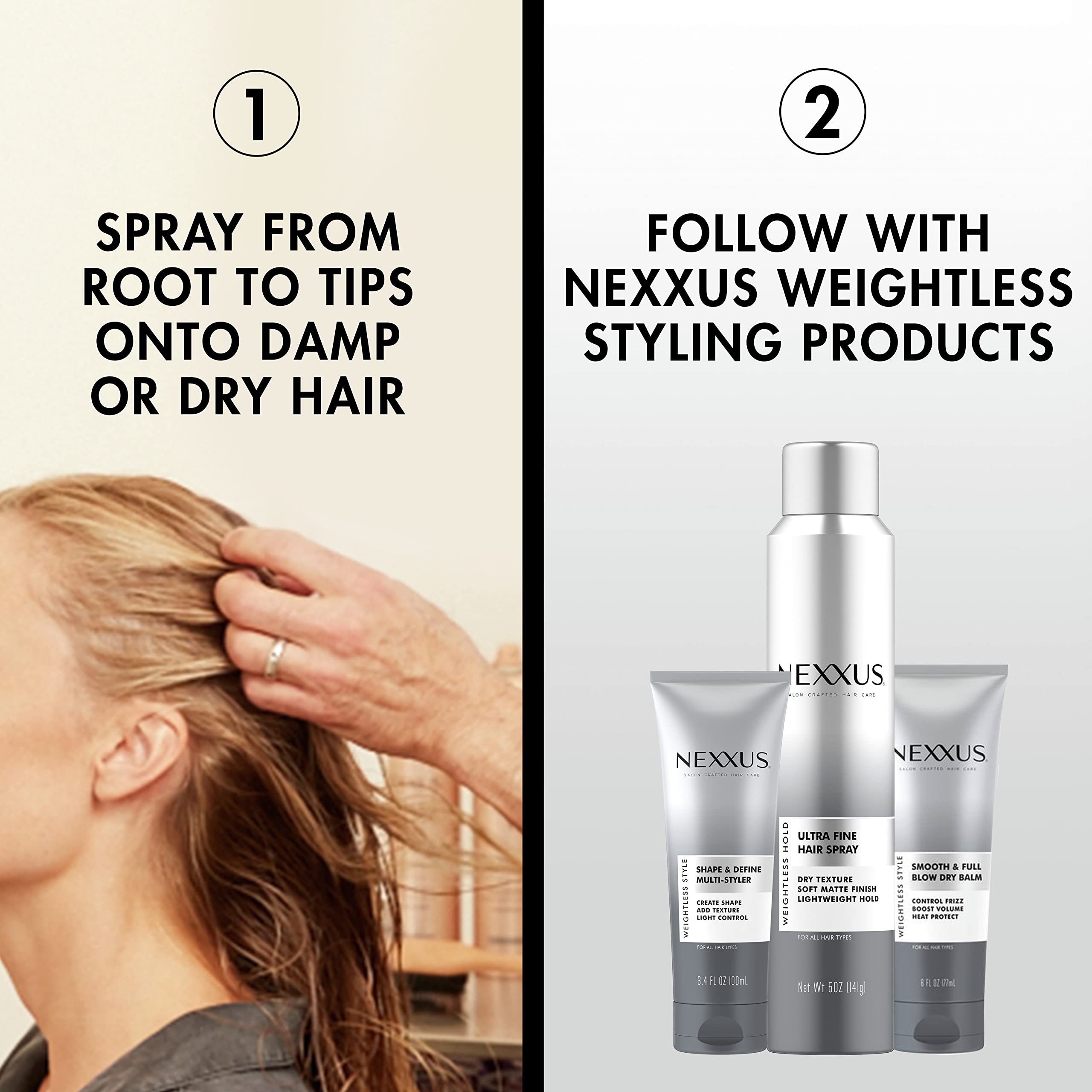 Nexxus Prep & Protect Leave-In Spray Weightless Style Detangler Leave-in Conditioner Spray Moisturizer, Detangler & Heat Protect