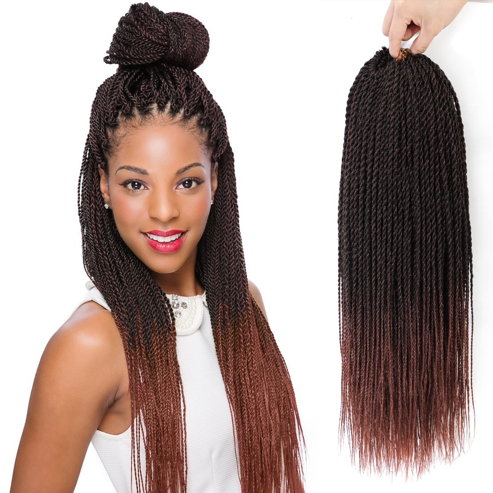 Nayoo Auburn Senegalese Twist Crochet Hair 18 Inch 8 Packs Braids Crochet Hair Pre-Looped, 35 Strands/Pack Cooper Crochet Twist