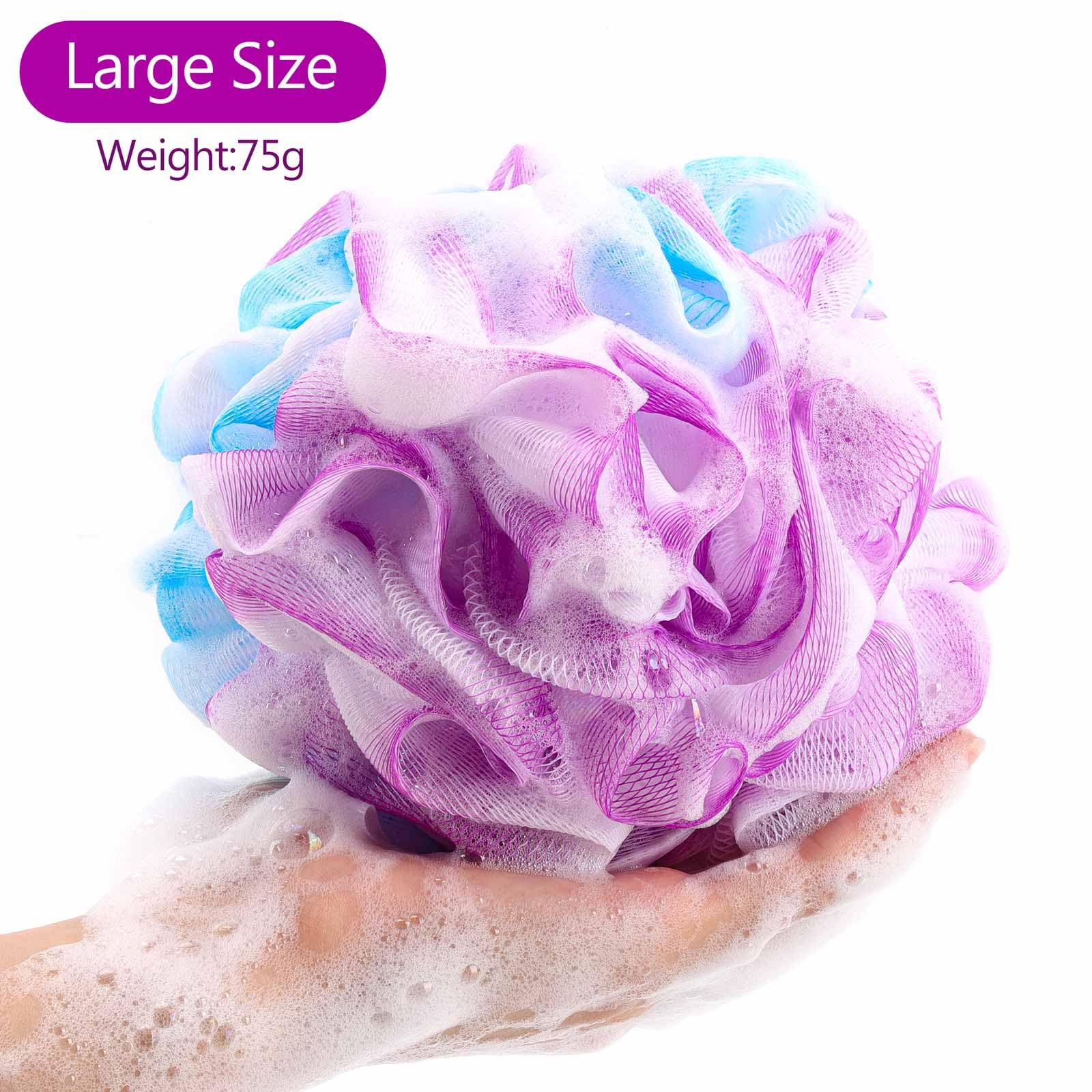 Btyms 75G/Pc Bath Loofah Mesh Puffs, Large Body Exfoliating Shower Sponges For Men And Women Showering - Set Of 4