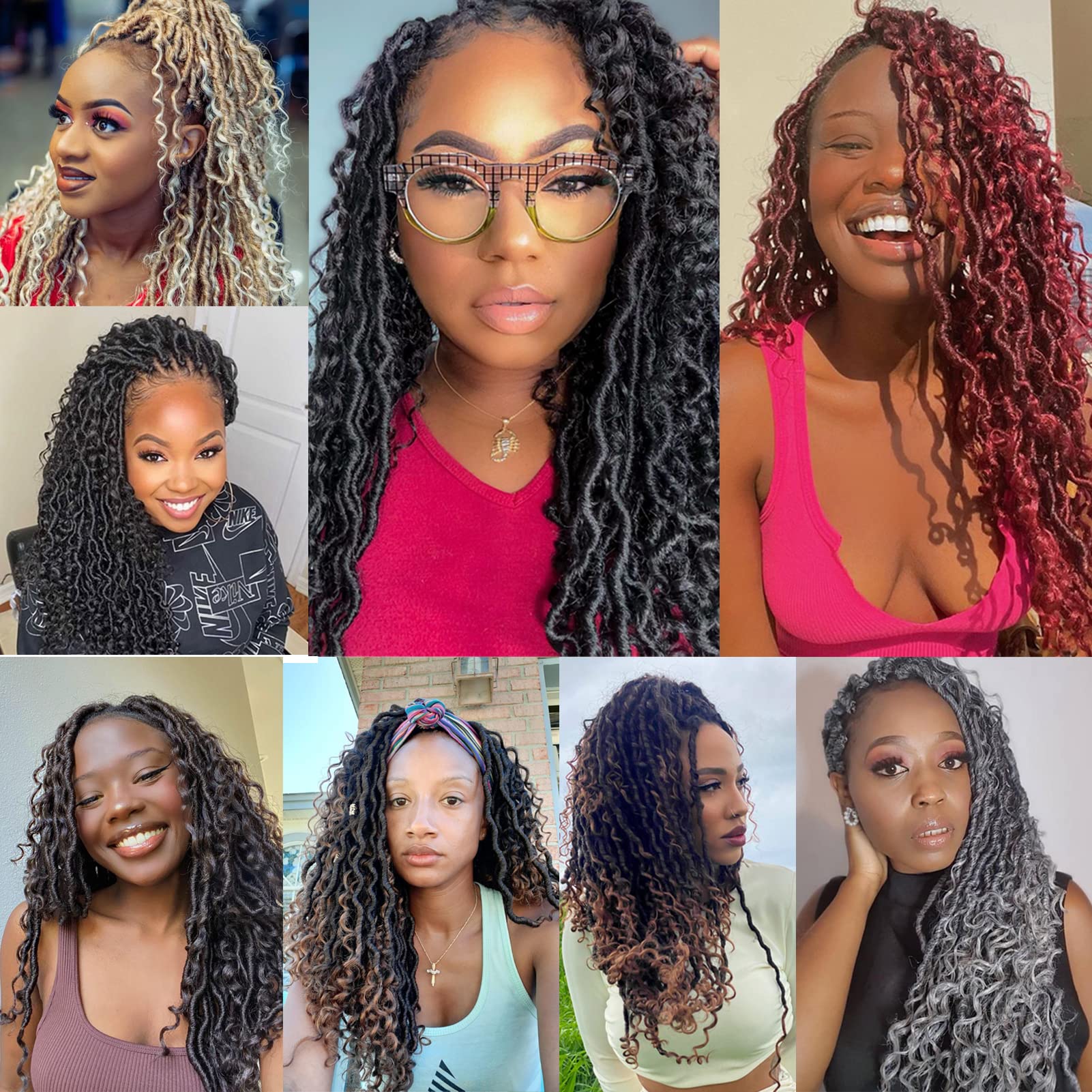 Dorsanee Goddess Locs Crochet Hair, 10 Inch, 7 Packs, Curly Faux Locs, Synthetic, Color #1B