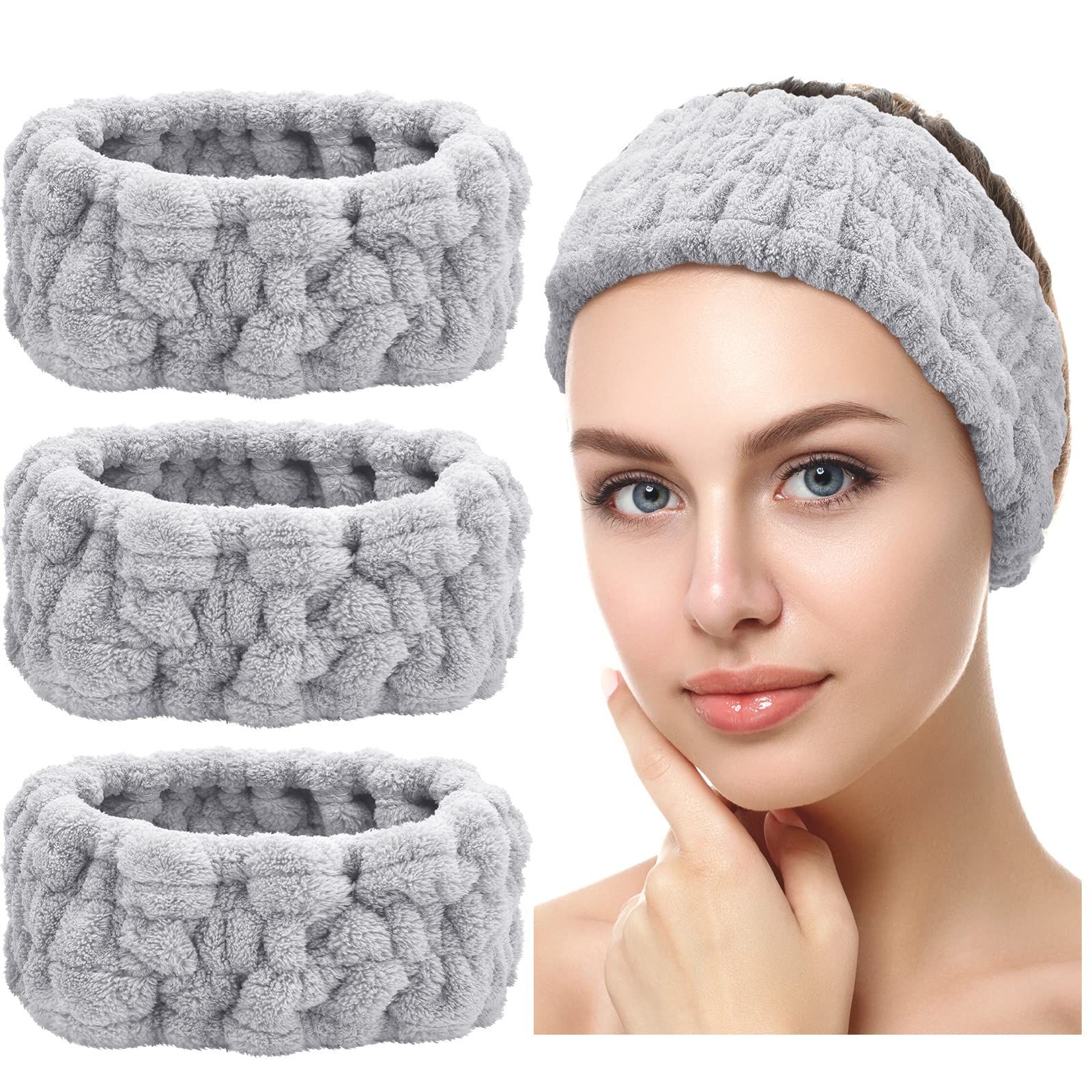 Chuangdi 3 Pieces Spa Headband For Women Facial Makeup Headband Soft Terry Cloth Hairband For Washing Face Mask Spa Shower Gifts