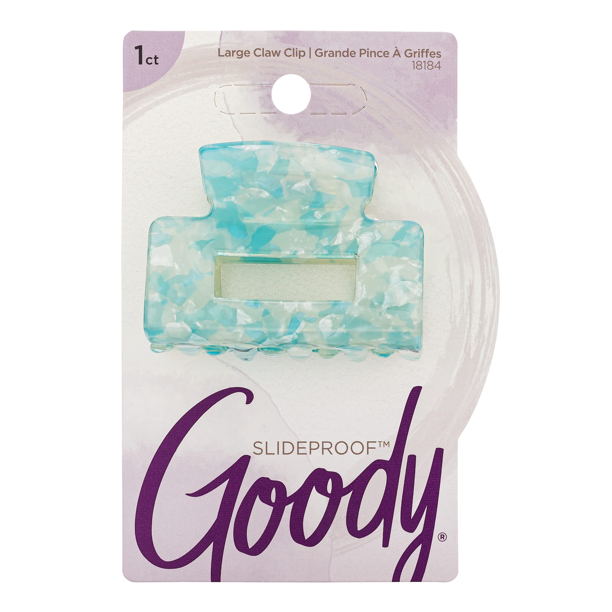 Goody Large Claw Clip, 1 Count - Watercolor, Blue - For All Hair Types - Great For Easily Pulling Up Your Hair - Pain-Free Hair