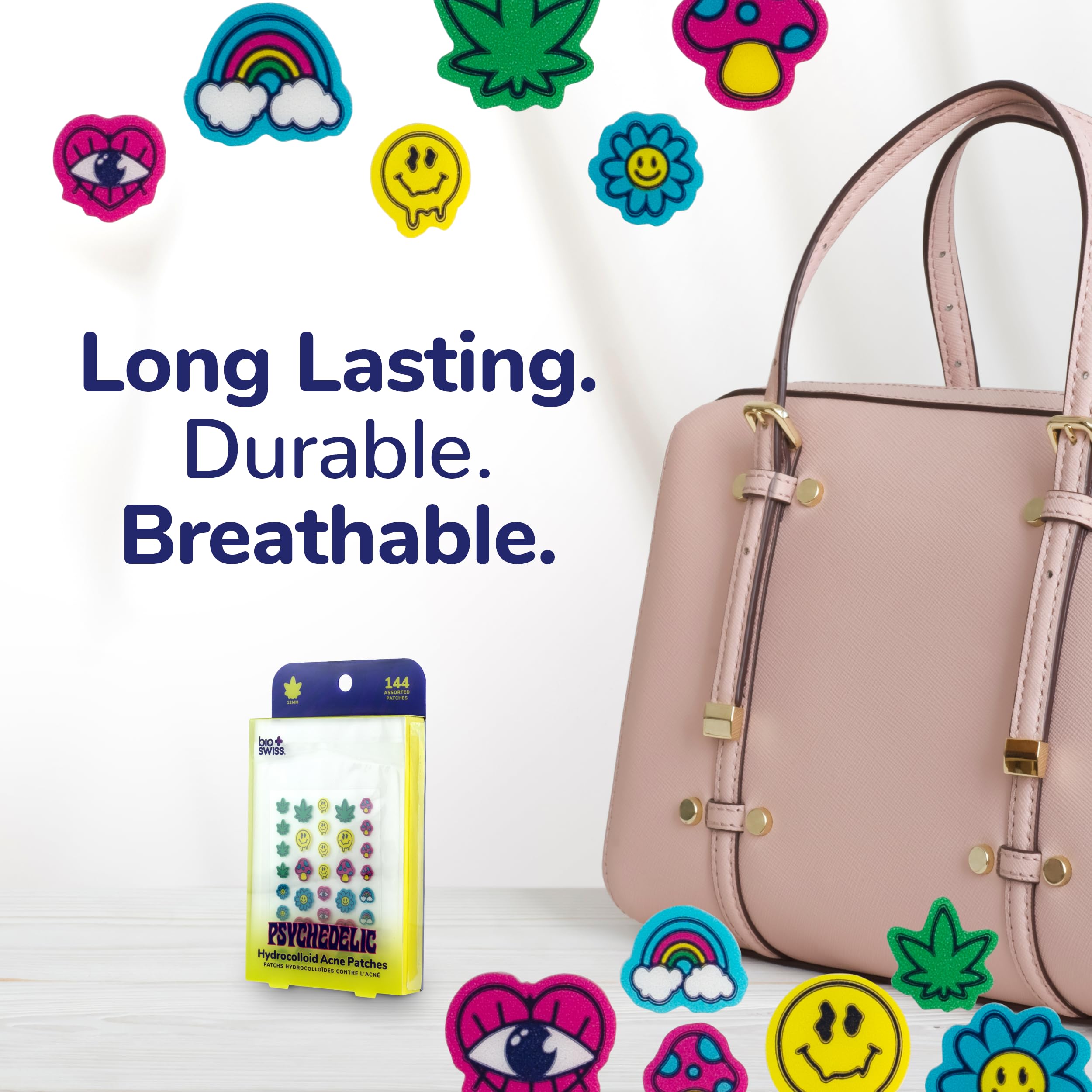 Bioswiss Pimple Patches, Psychedelic Shaped Acne Patch For Zits And Blemishes, Hydrocolloid Spot Stickers For Face And Skin, 144