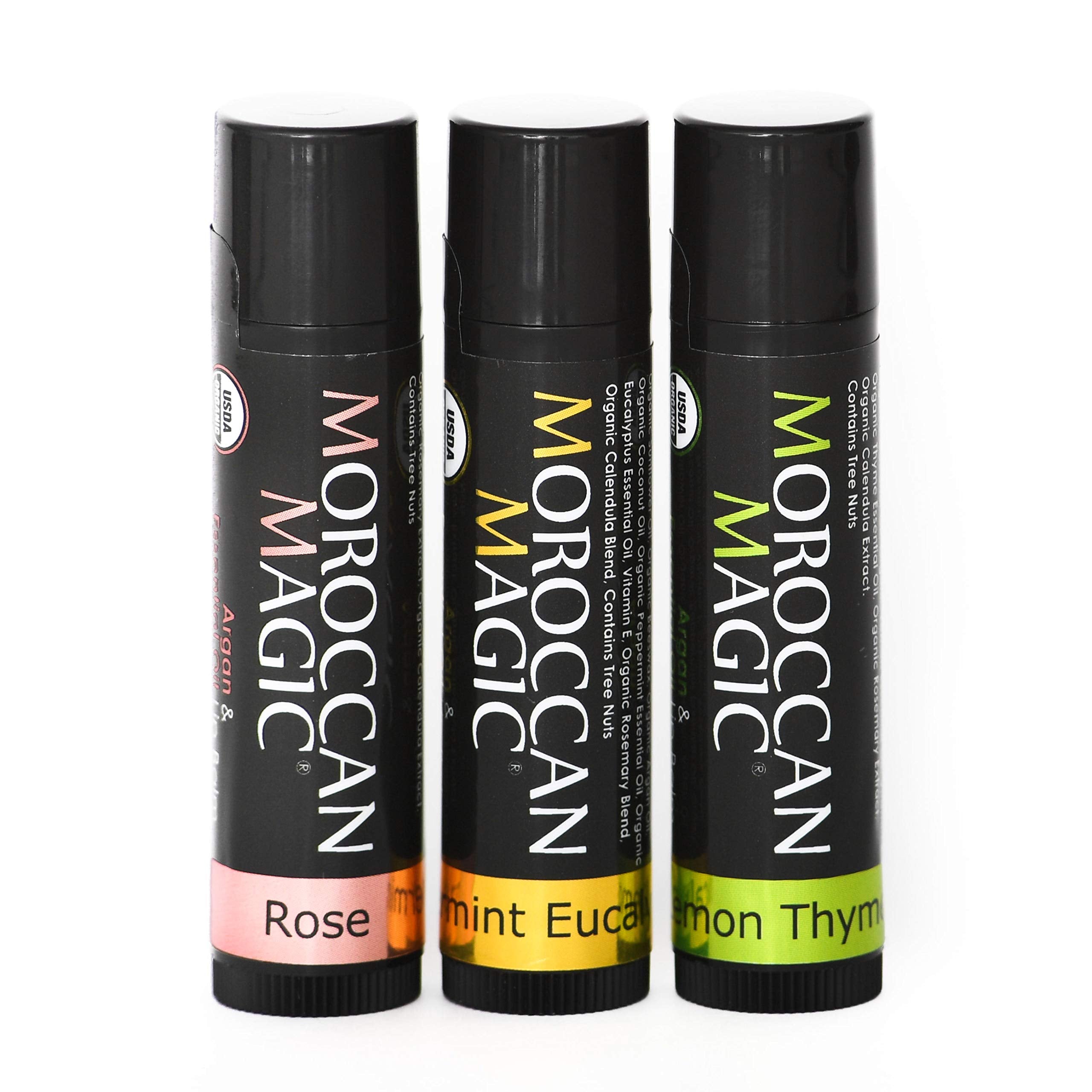 Moroccan Magic Organic Lip Balm Variety Pack Gift Set | Natural Argan and Essential Oils | Quality Smooth Application | Non-Toxi